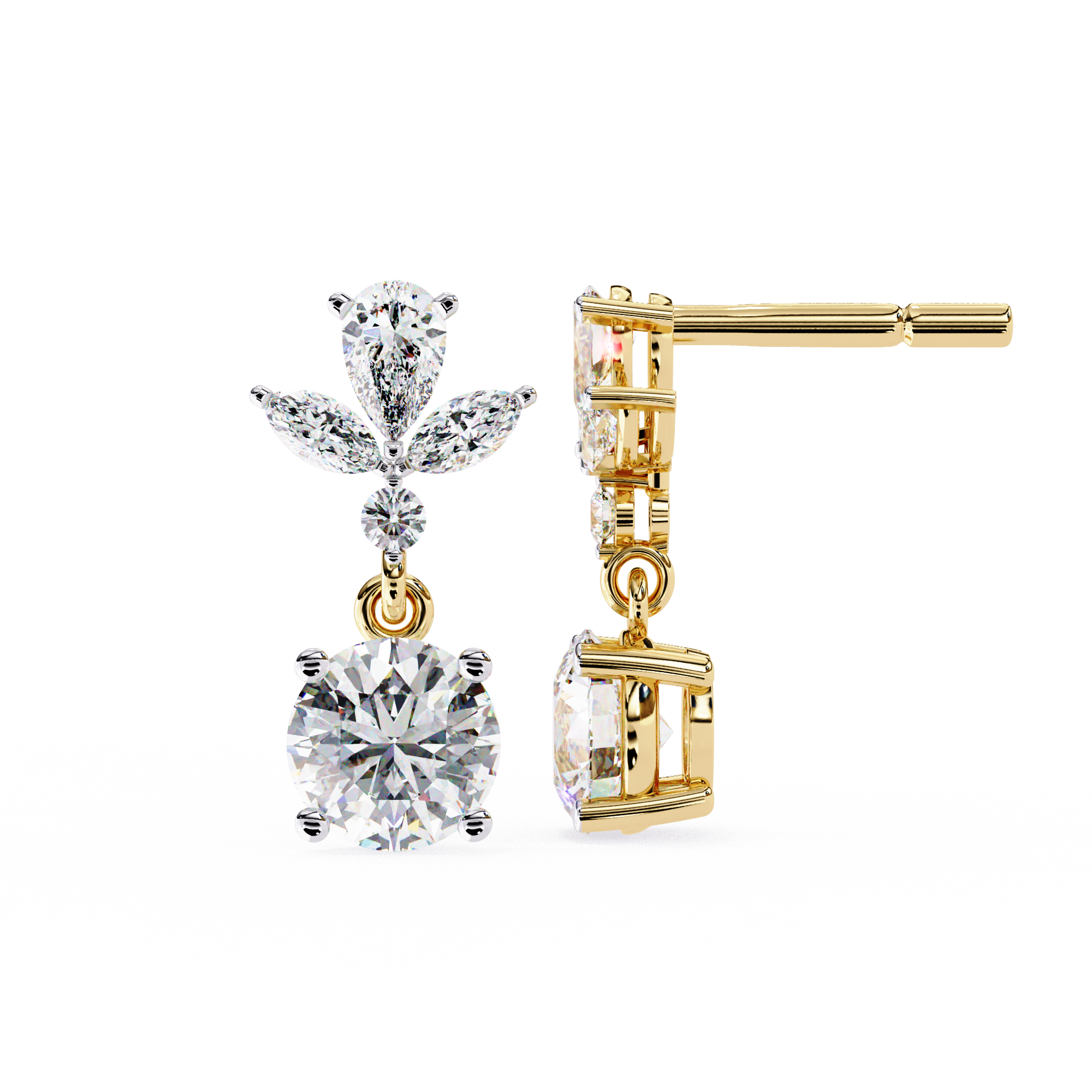 Unique 18K GOLD EARRING WITH LAB-GROWN DIAMOND.