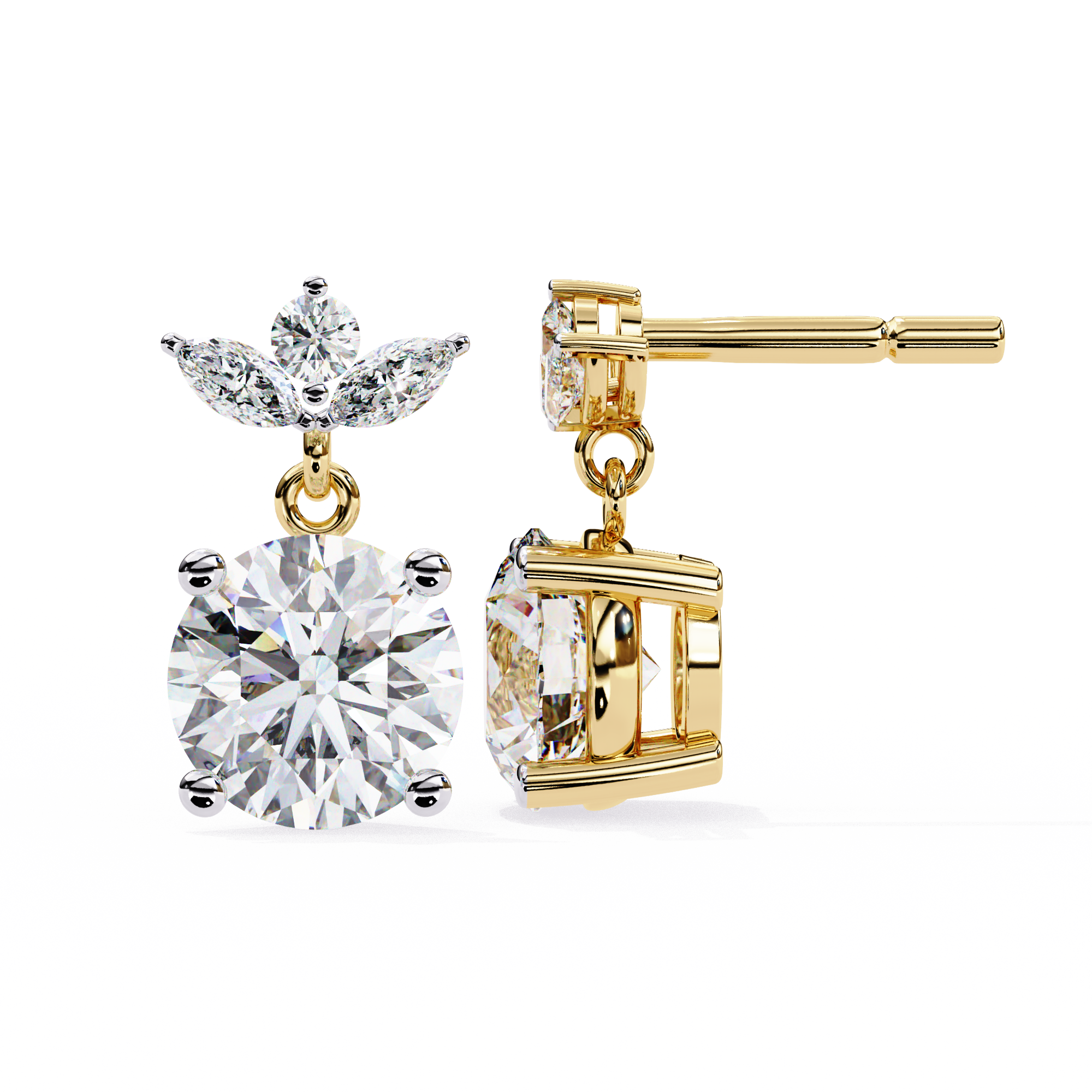 Unique 18K GOLD EARRING WITH LAB-GROWN DIAMOND.