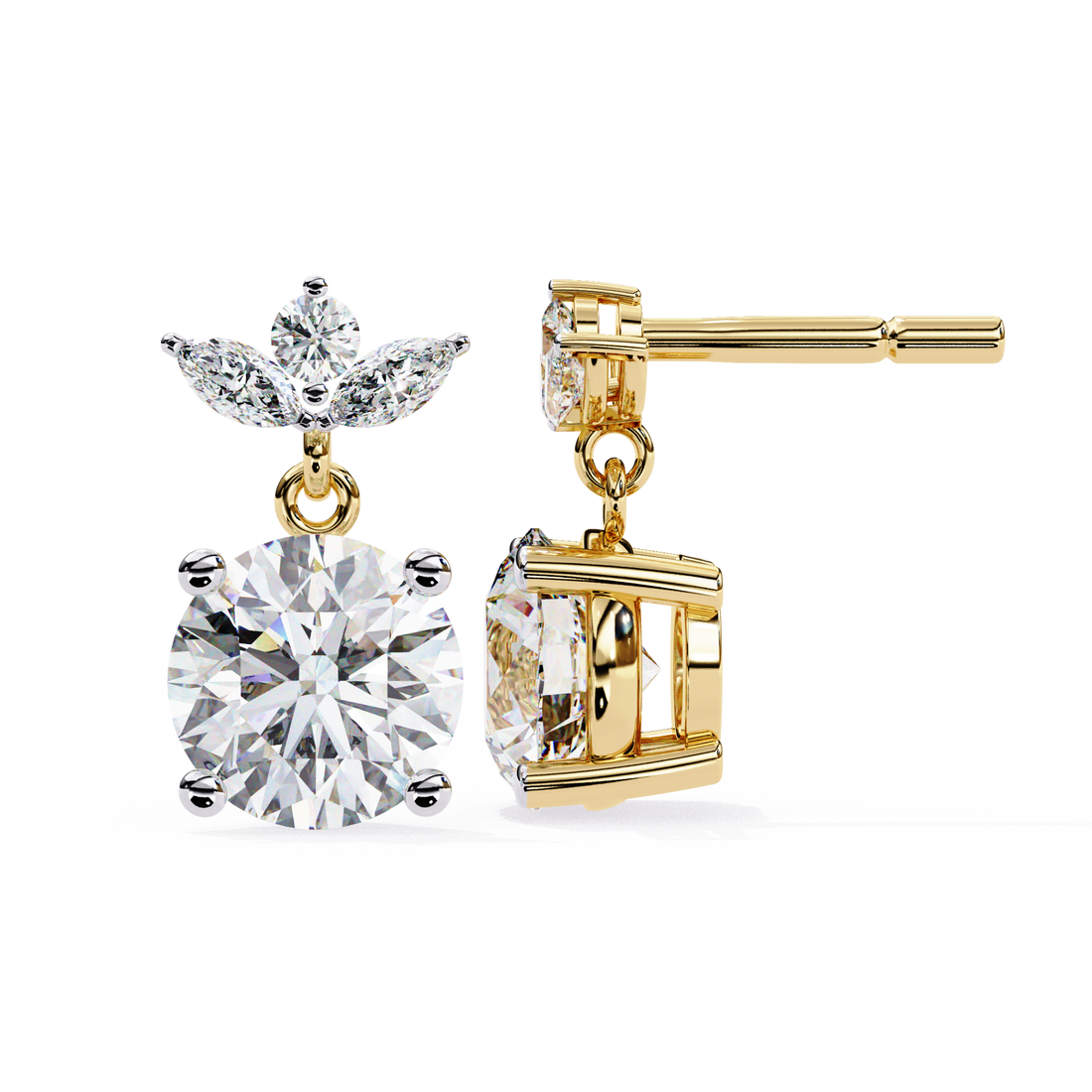 Unique 18K GOLD EARRING WITH LAB-GROWN DIAMOND.