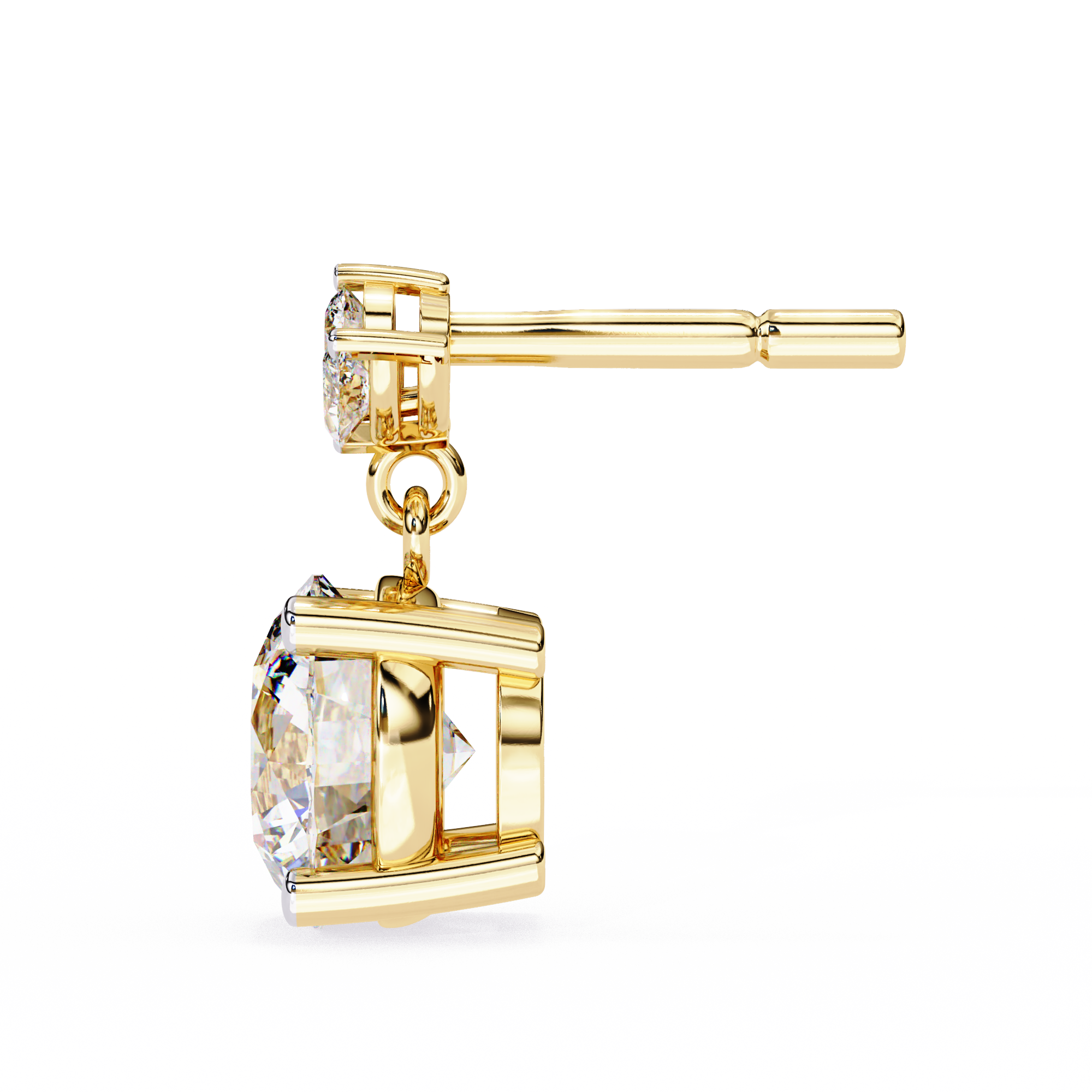 Unique 18K GOLD EARRING WITH LAB-GROWN DIAMOND.