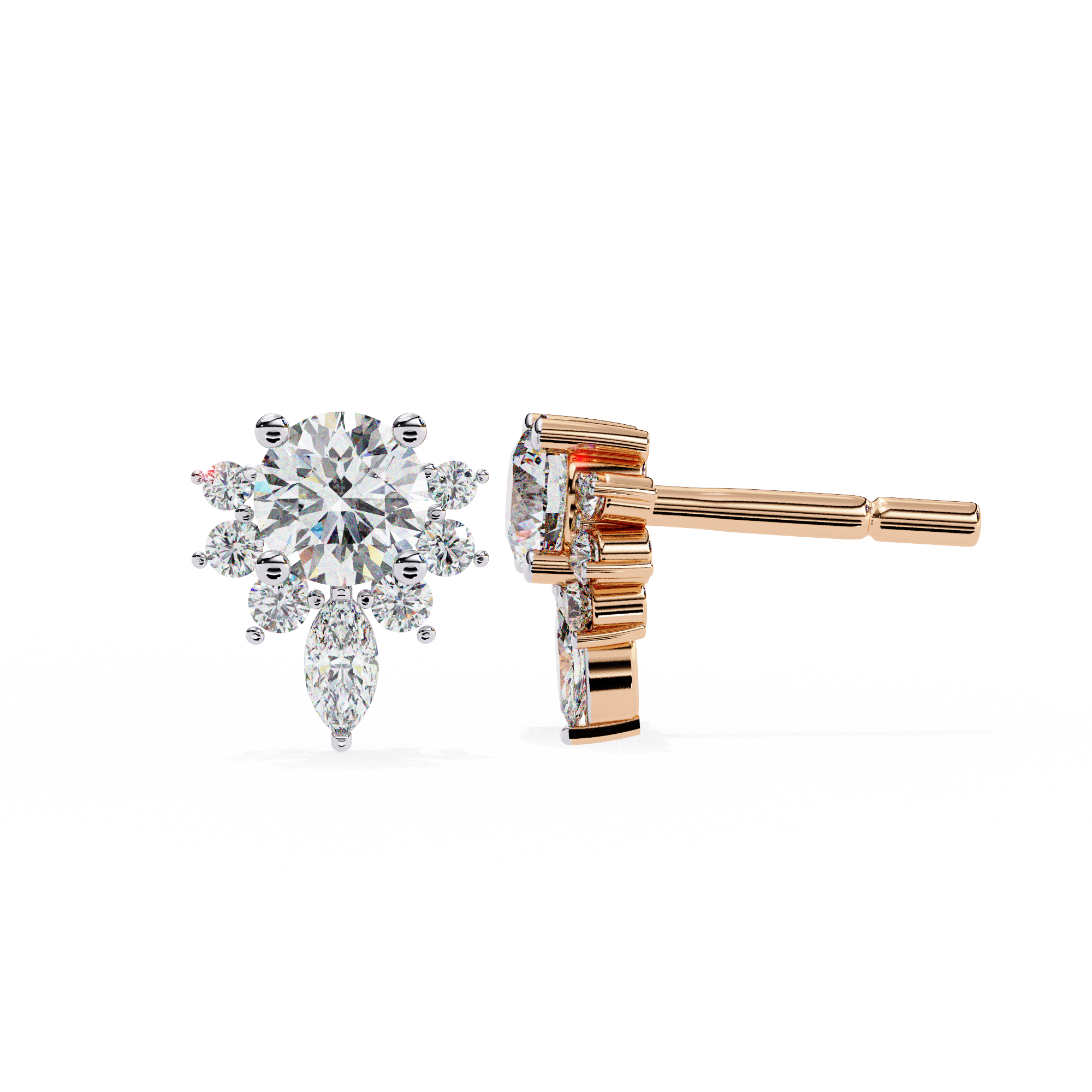 Unique 18K GOLD EARRING WITH LAB-GROWN DIAMOND.