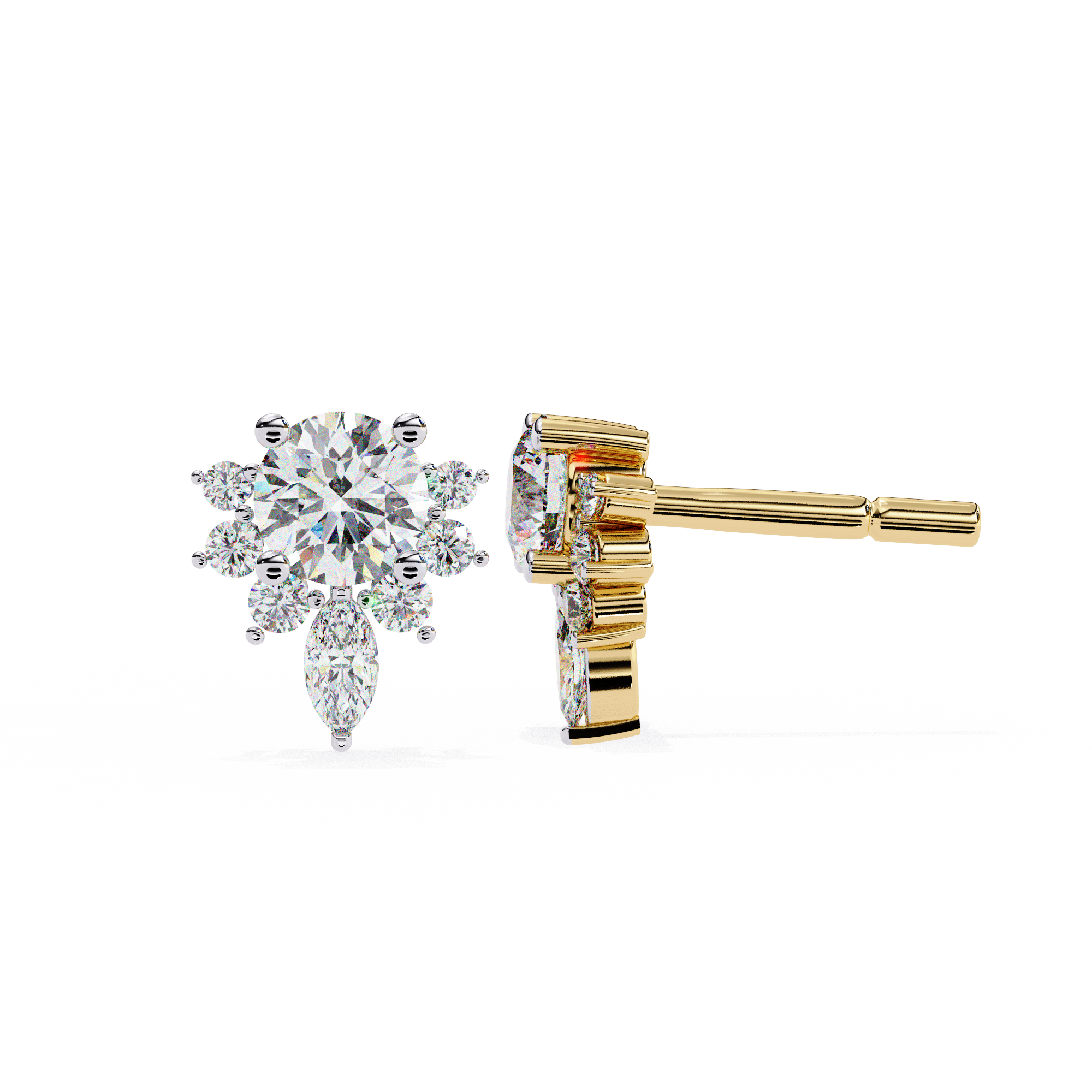 Unique 18K GOLD EARRING WITH LAB-GROWN DIAMOND.