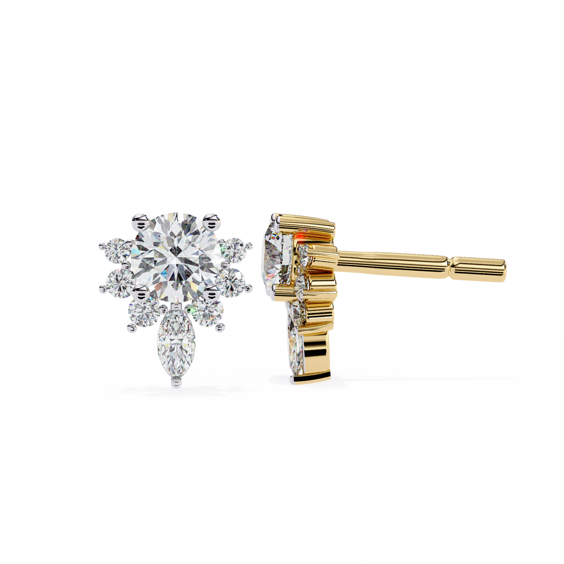 Unique 18K GOLD EARRING WITH LAB-GROWN DIAMOND.