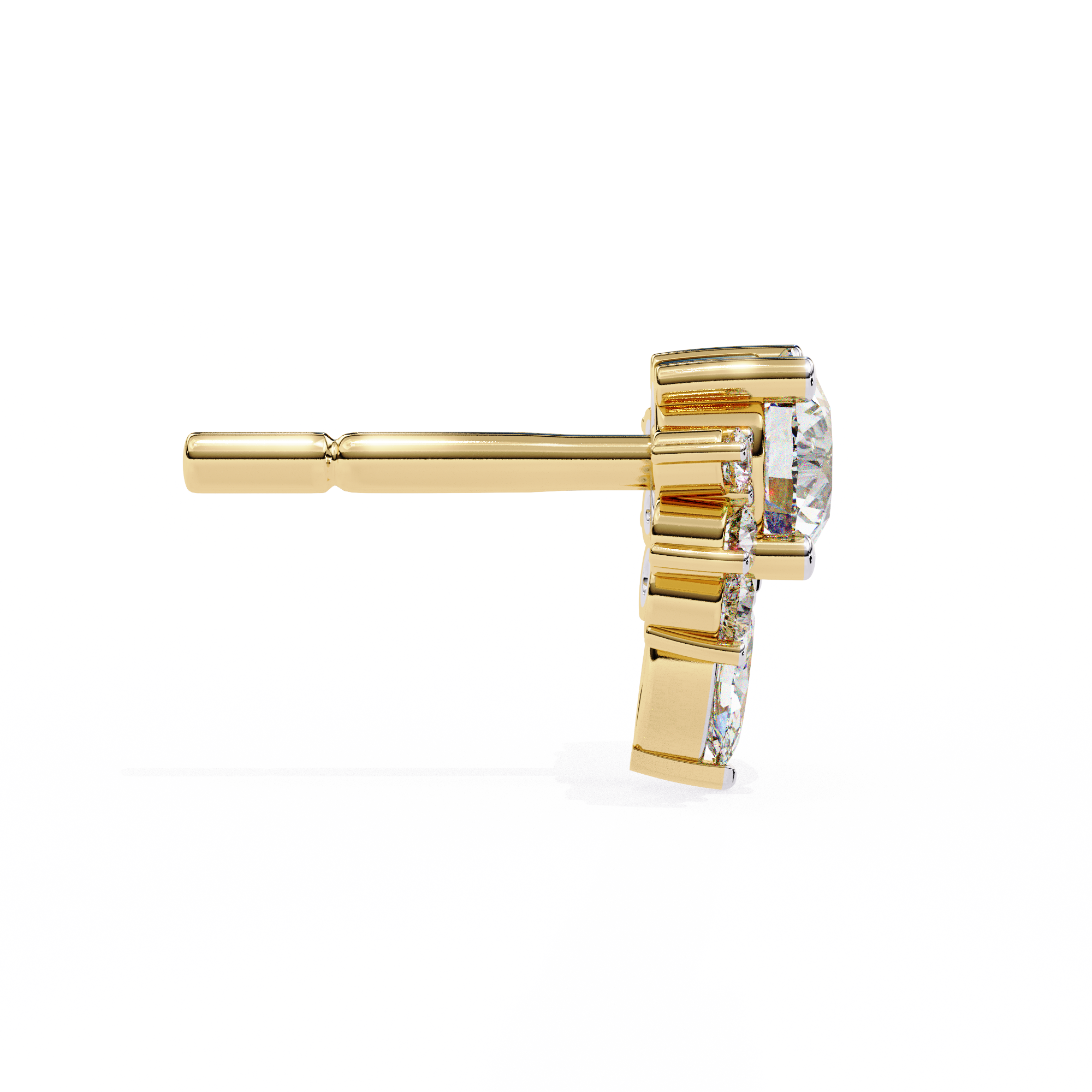 Unique 18K GOLD EARRING WITH LAB-GROWN DIAMOND.