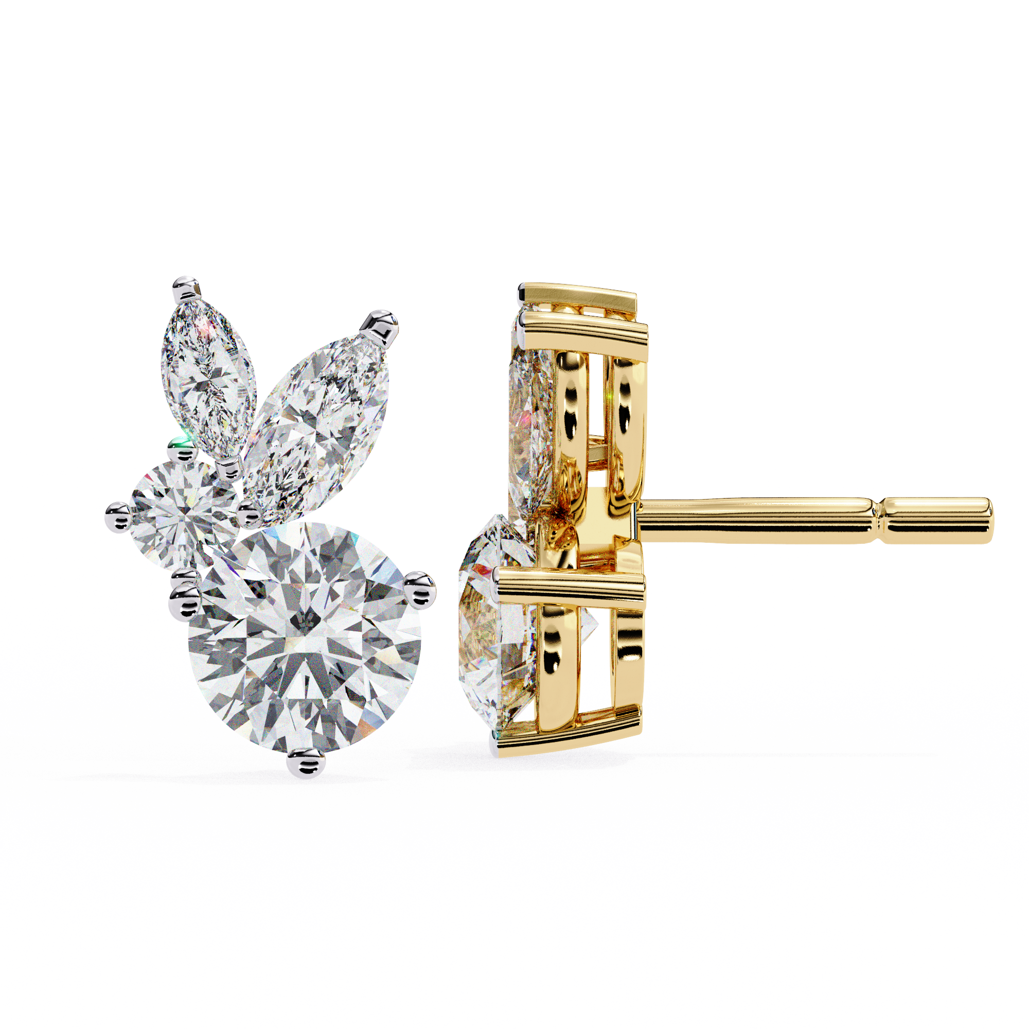 Unique 18K GOLD EARRING WITH LAB-GROWN DIAMOND.