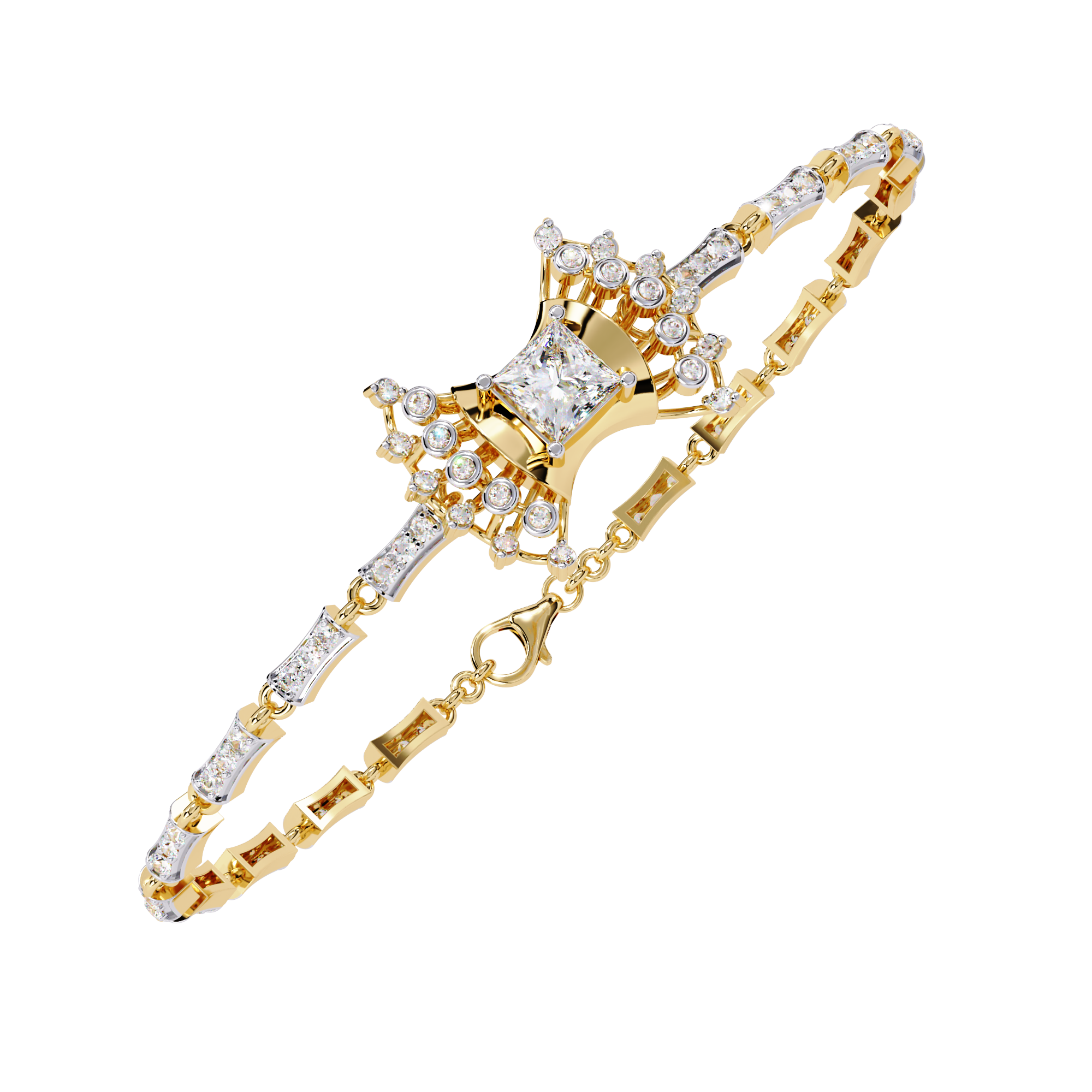 Beautiful Bracelet With 18k Gold  Fabulous Lab Grown Diamond