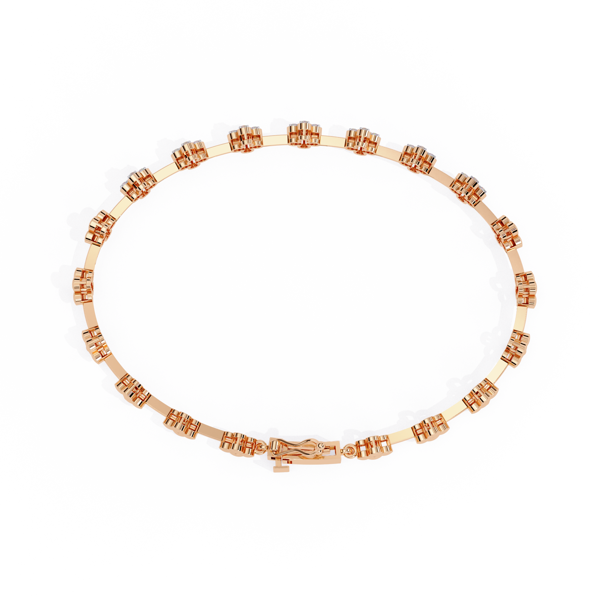 18k Bracelet With  Gold  Fabulous Lab Grown Diamond