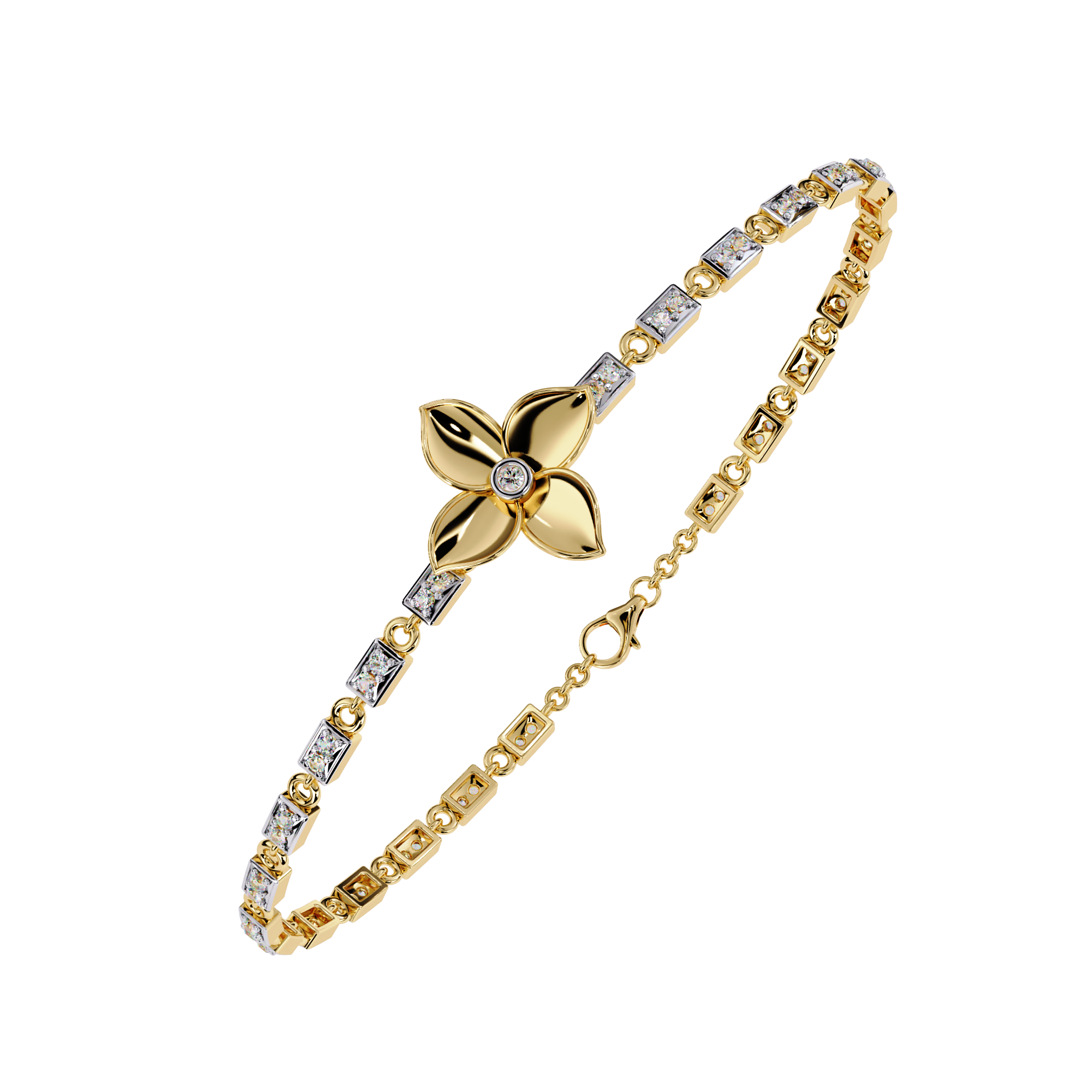 Fabulous  Bracelet With 18k Gold  Lab Grown Diamond.