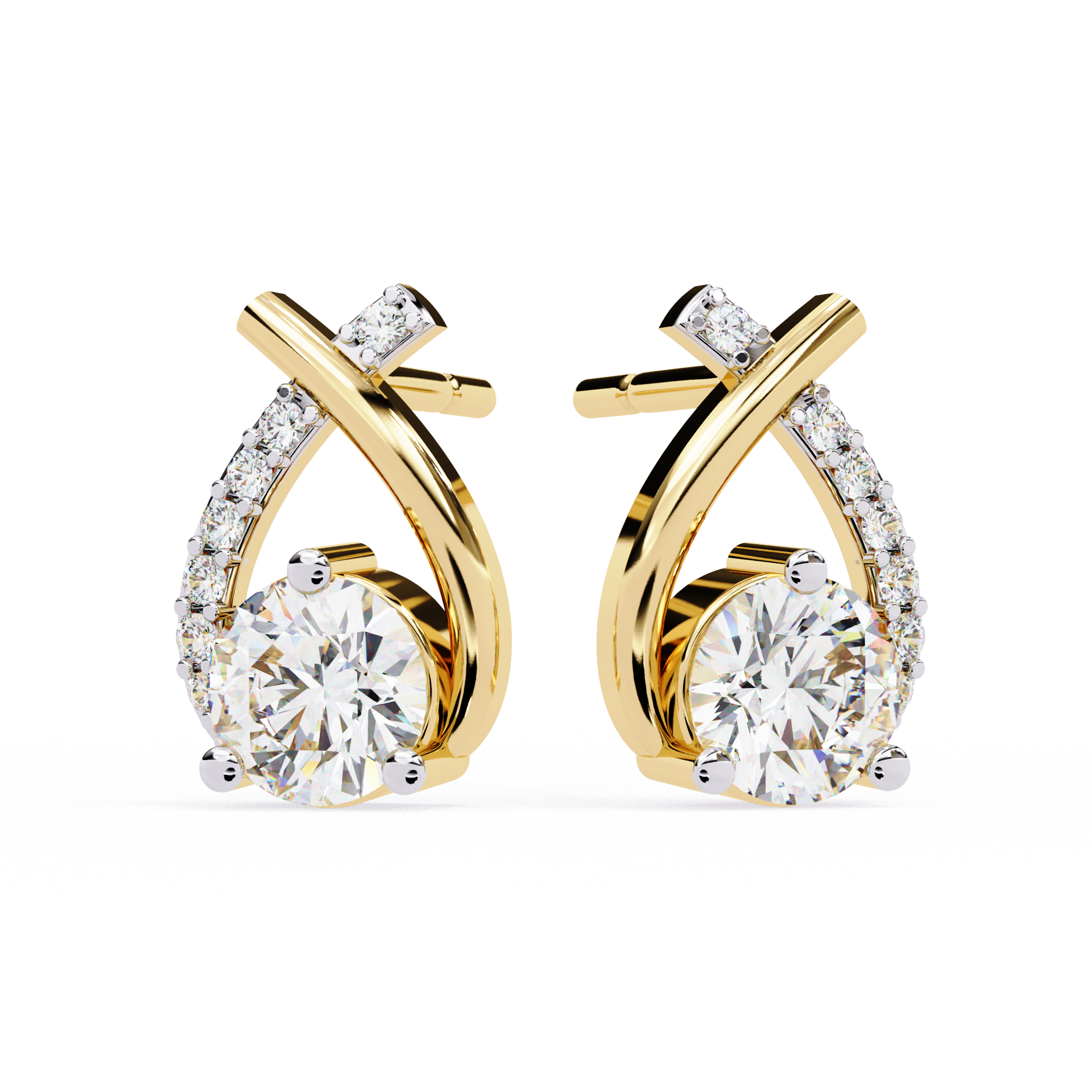 Brilliant 18K GOLD EARRING WITH LAB-GROWN DIAMOND.