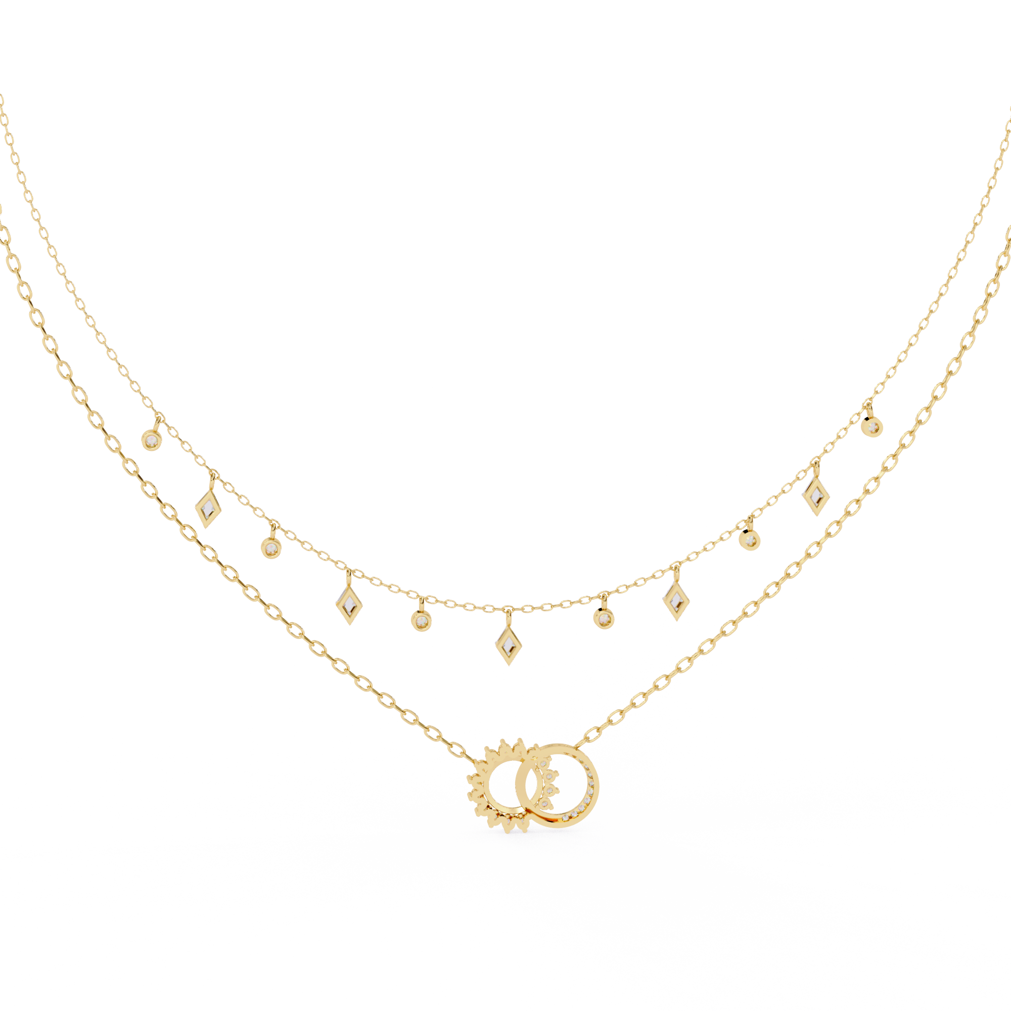 Beautiful Women  Necklace With 18k Gold In Lab Grown Diamond