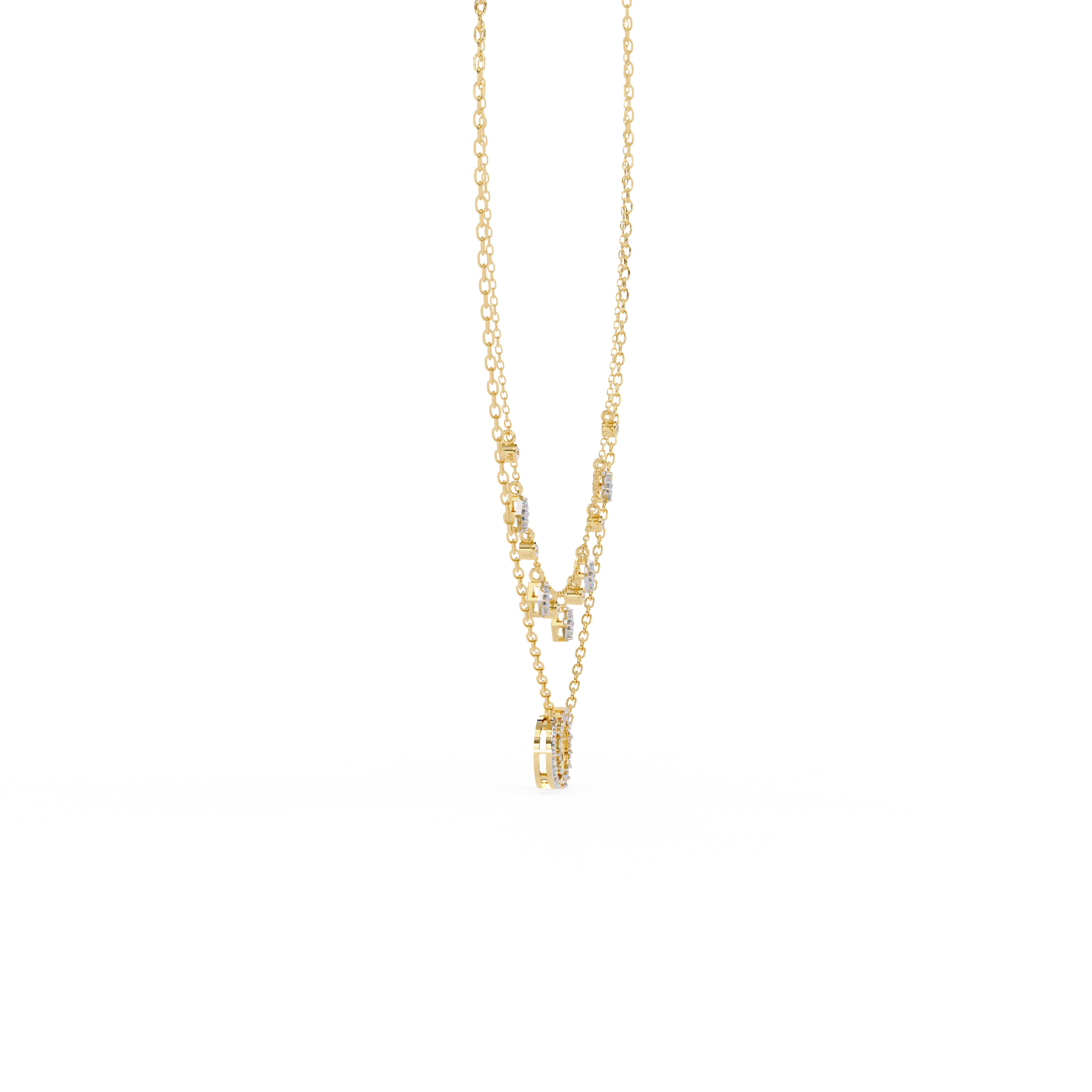Beautiful Women  Necklace With 18k Gold In Lab Grown Diamond