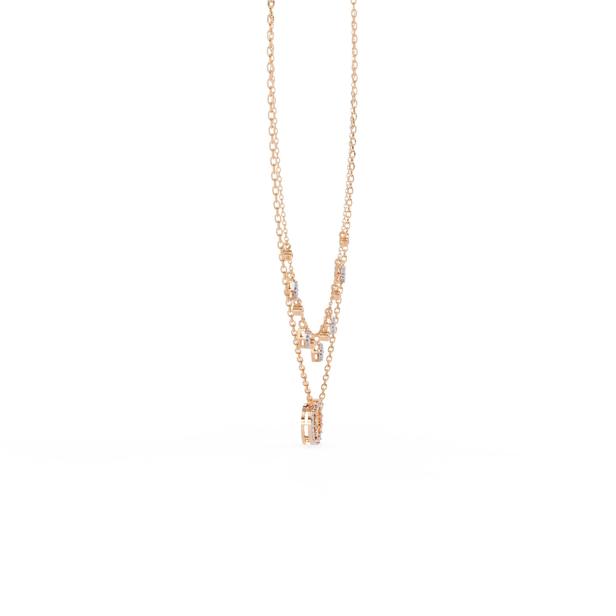 Beautiful Women  Necklace With 18k Gold In Lab Grown Diamond