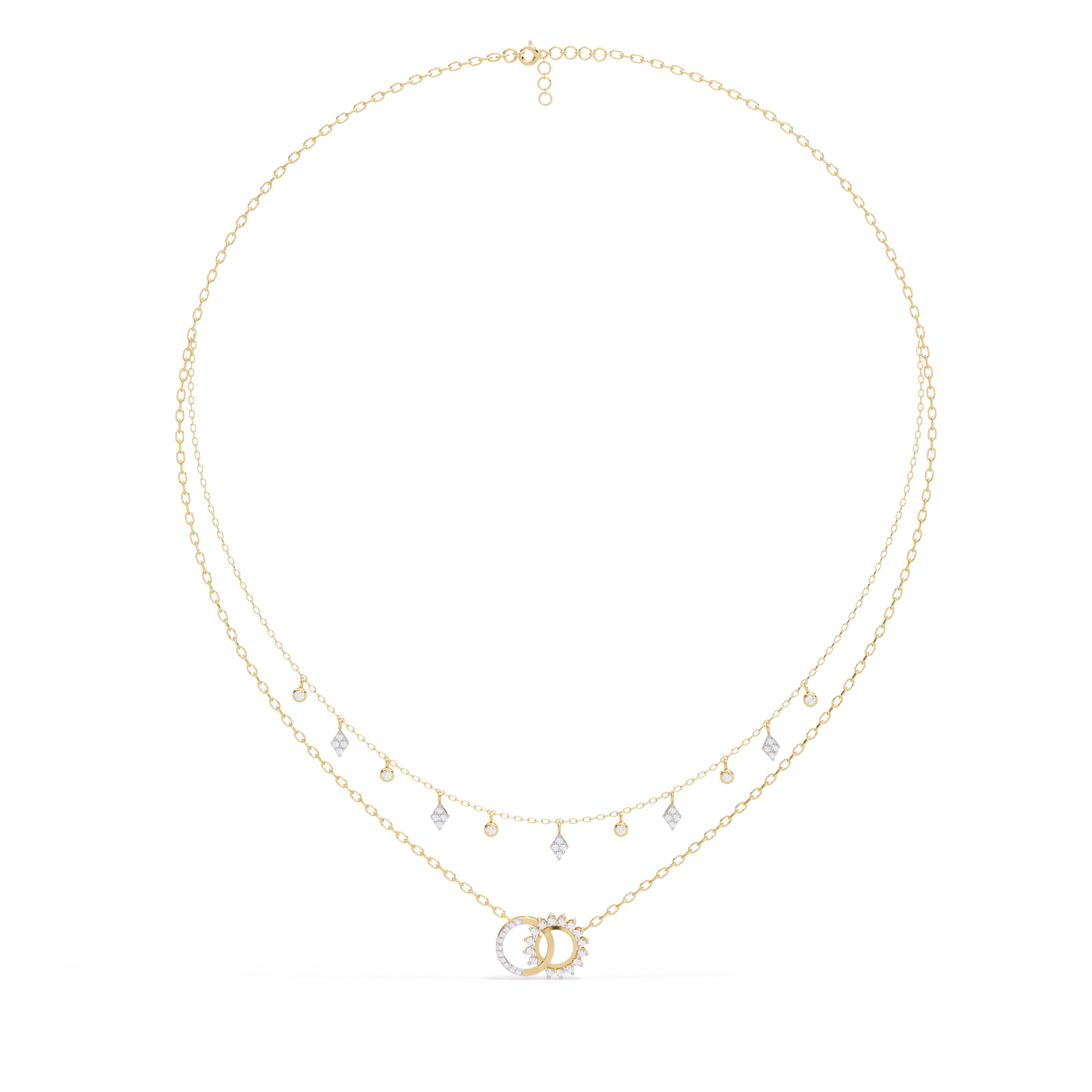 Beautiful Women  Necklace With 18k Gold In Lab Grown Diamond