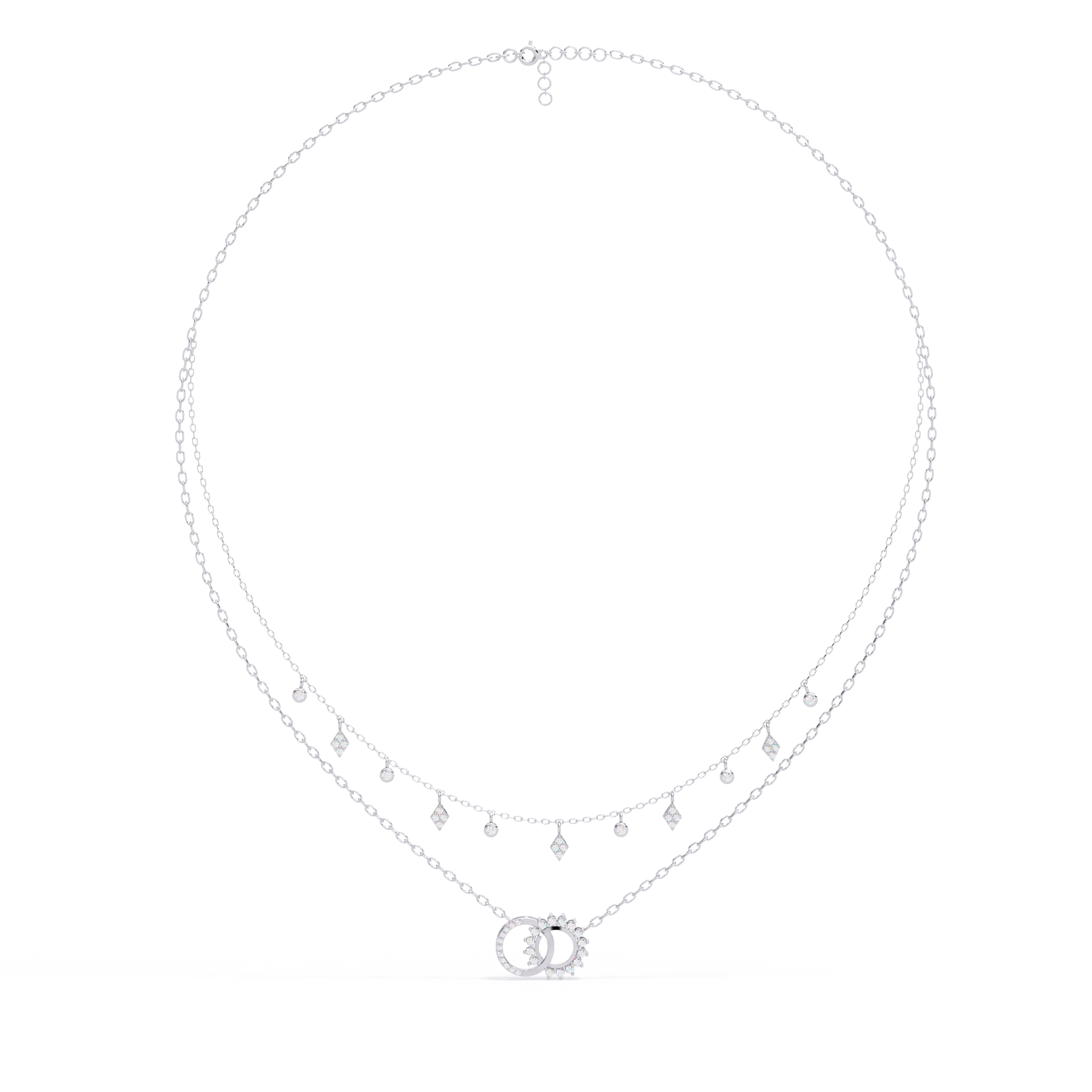 Beautiful Women  Necklace With 18k Gold In Lab Grown Diamond