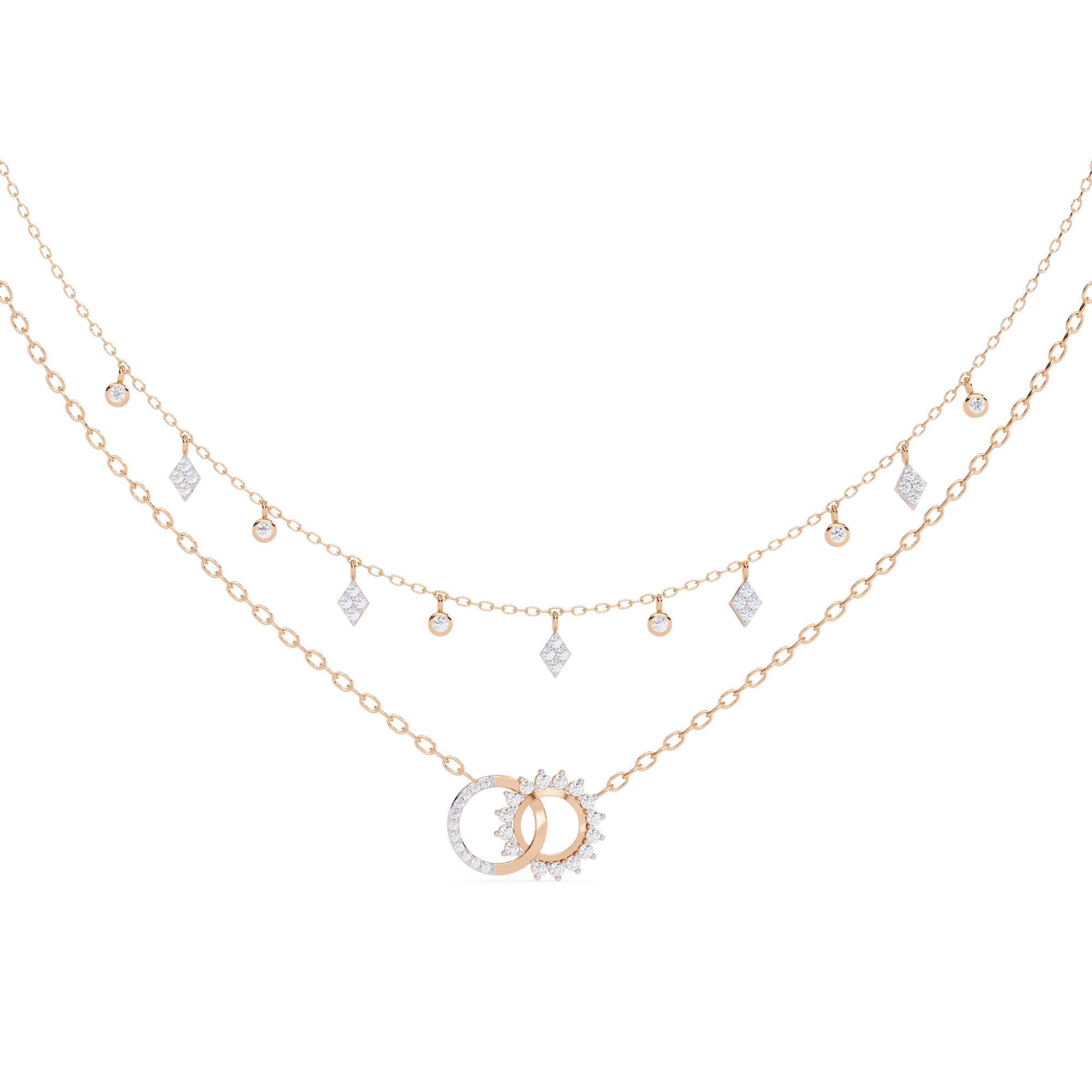 Beautiful Women  Necklace With 18k Gold In Lab Grown Diamond