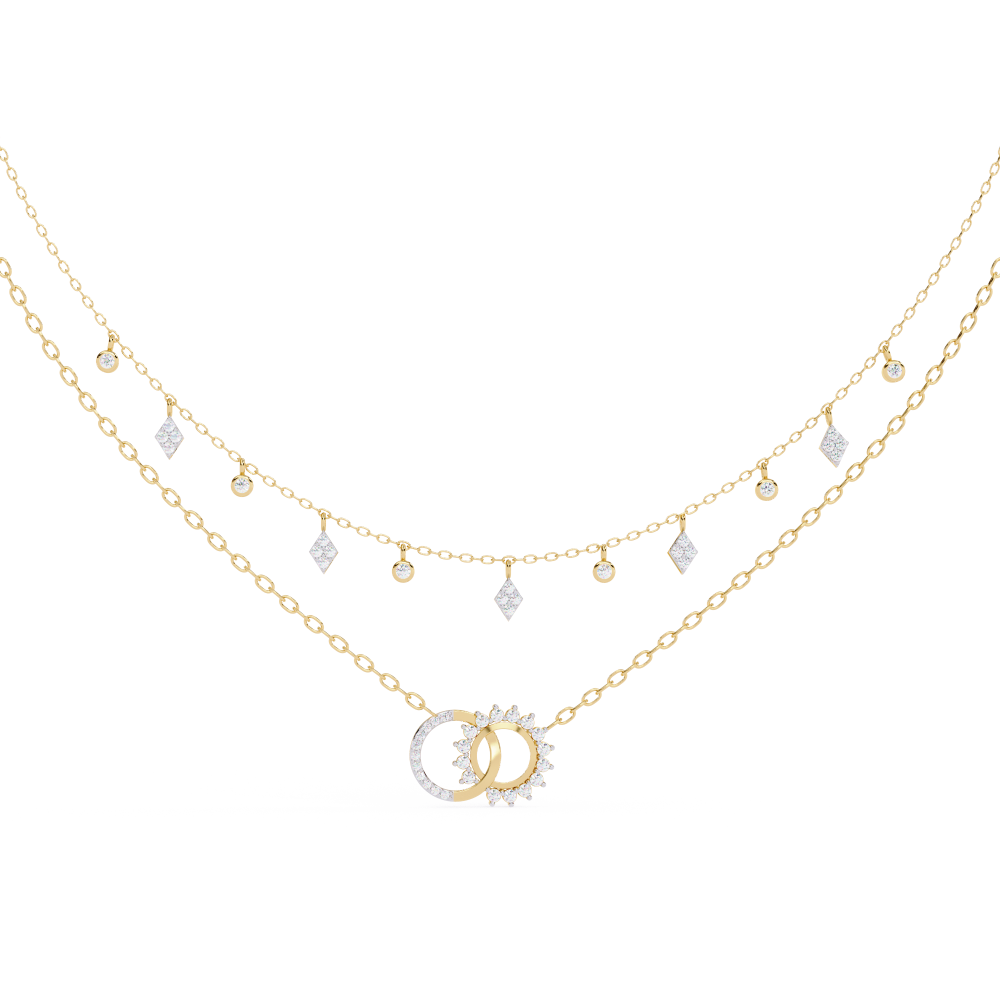 Beautiful Women  Necklace With 18k Gold In Lab Grown Diamond