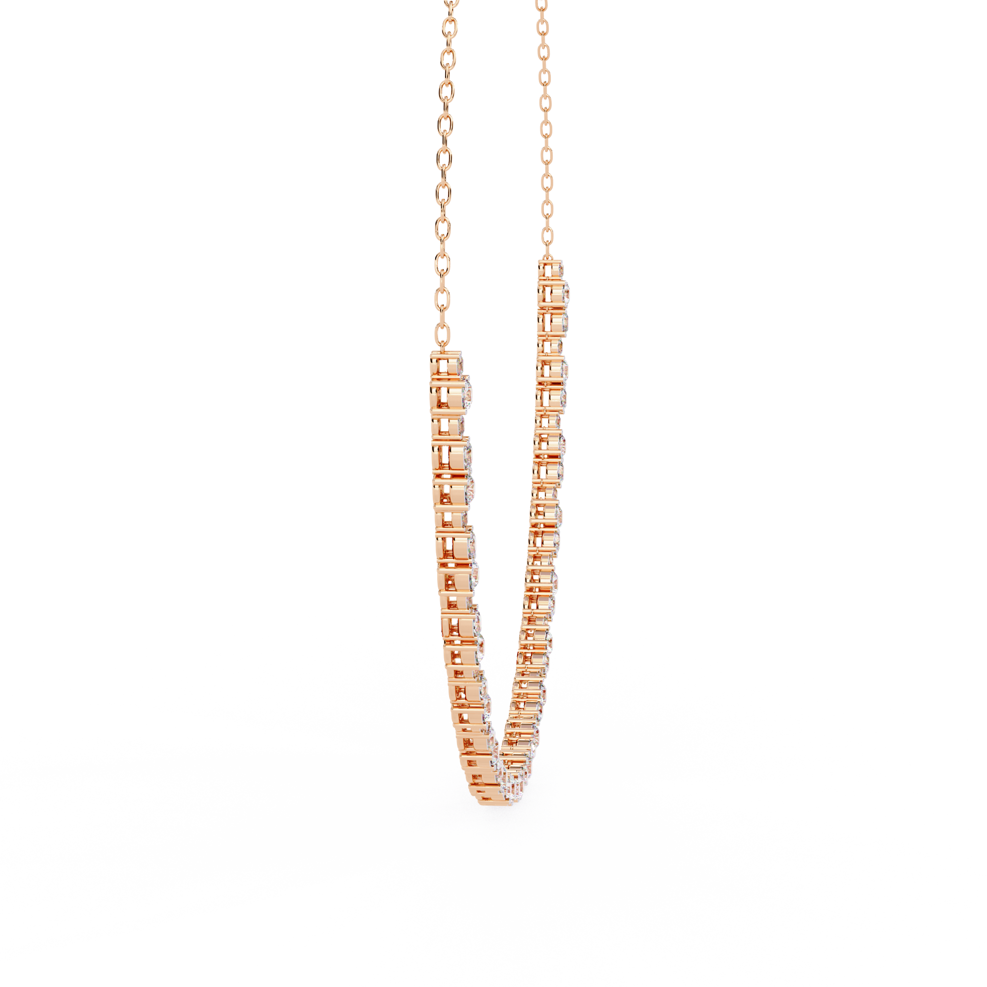Beautiful Women  Necklace With 18k Gold In Lab Grown Diamond