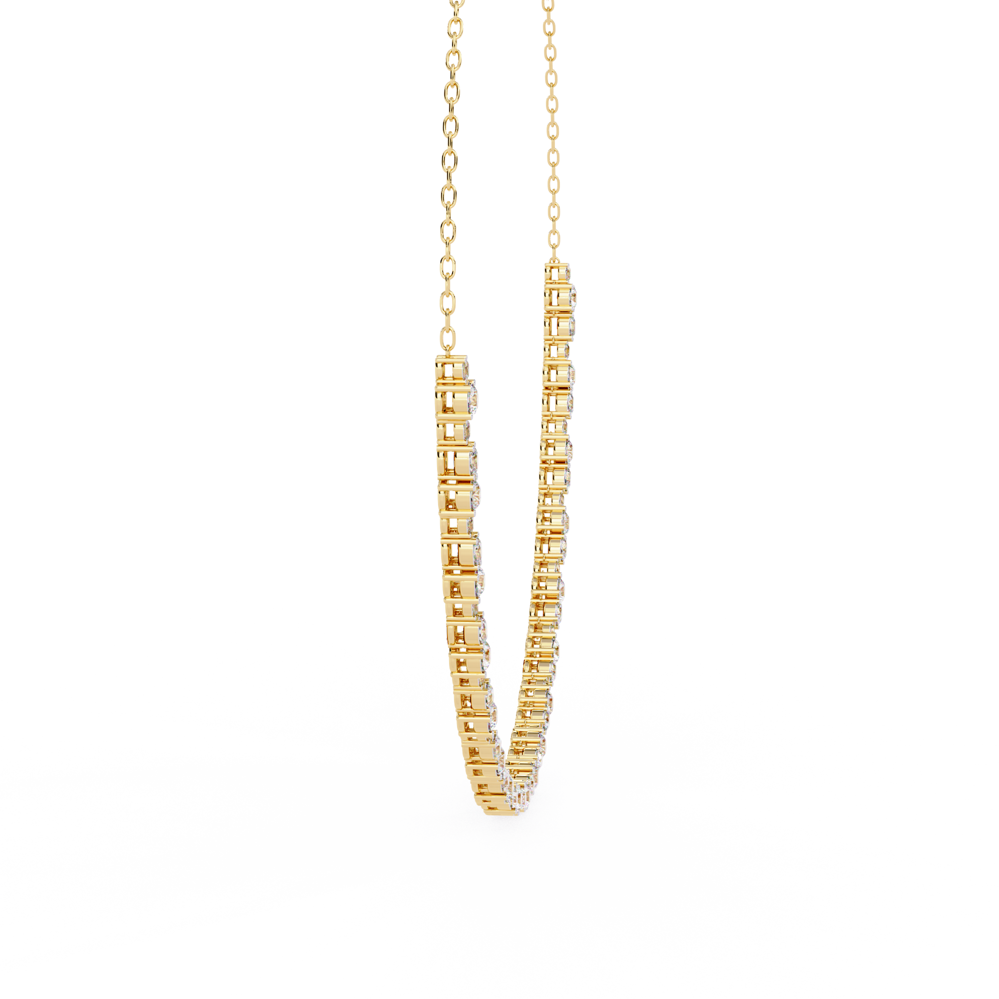 Beautiful Women  Necklace With 18k Gold In Lab Grown Diamond