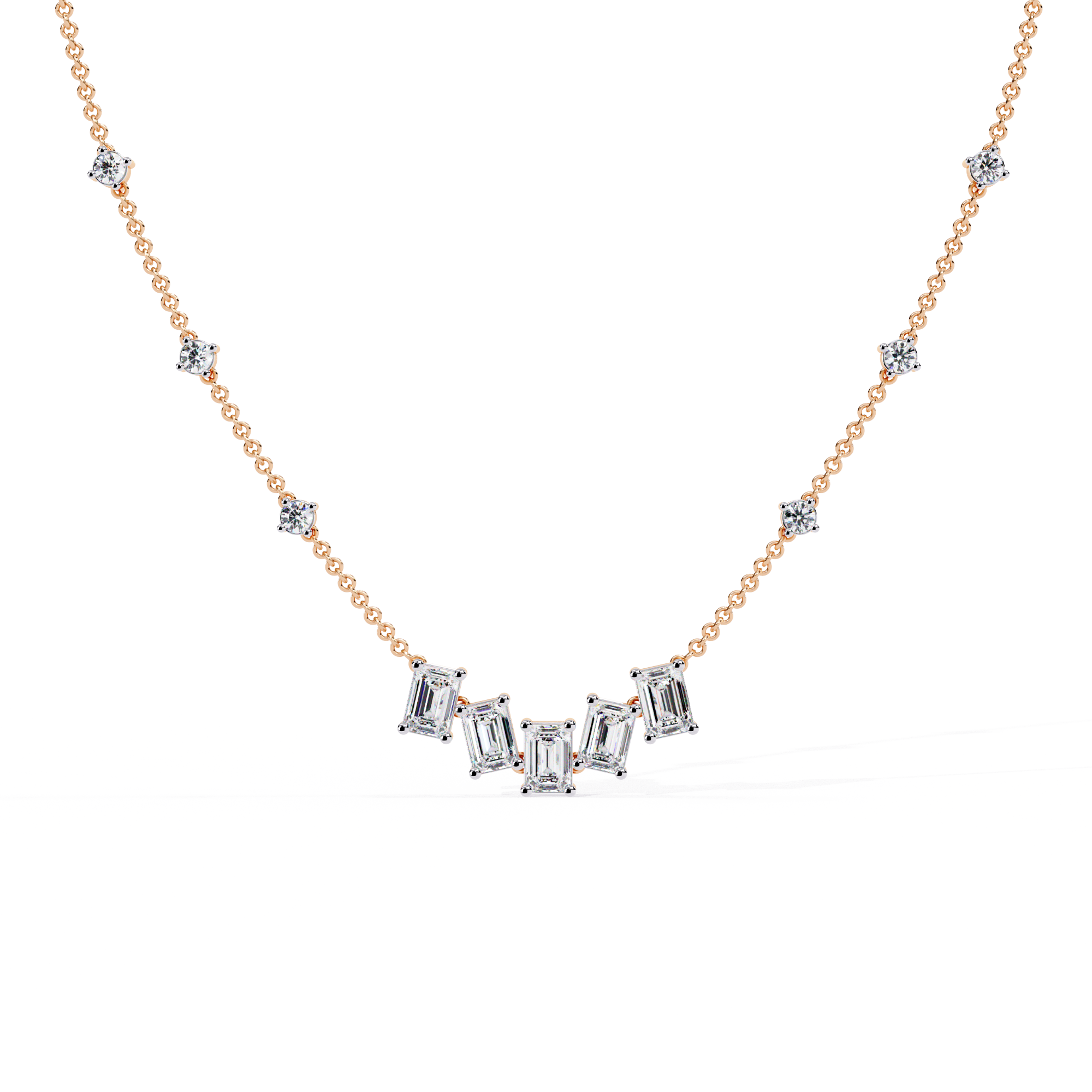 Lab Grown Diamond With 18k Gold Necklase For Girls