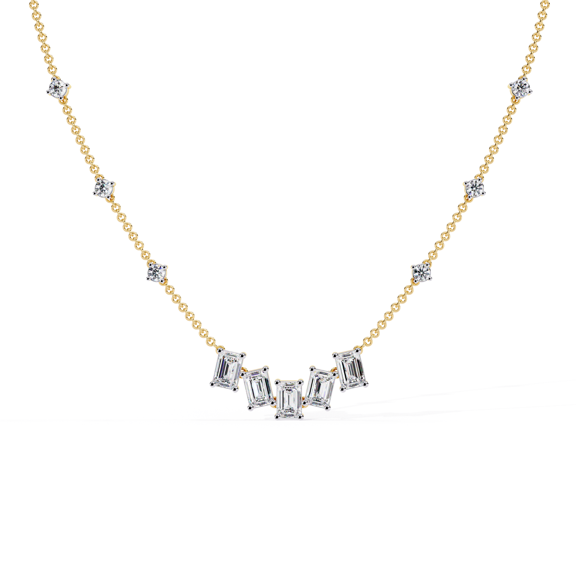 Lab Grown Diamond With 18k Gold Necklase For Girls