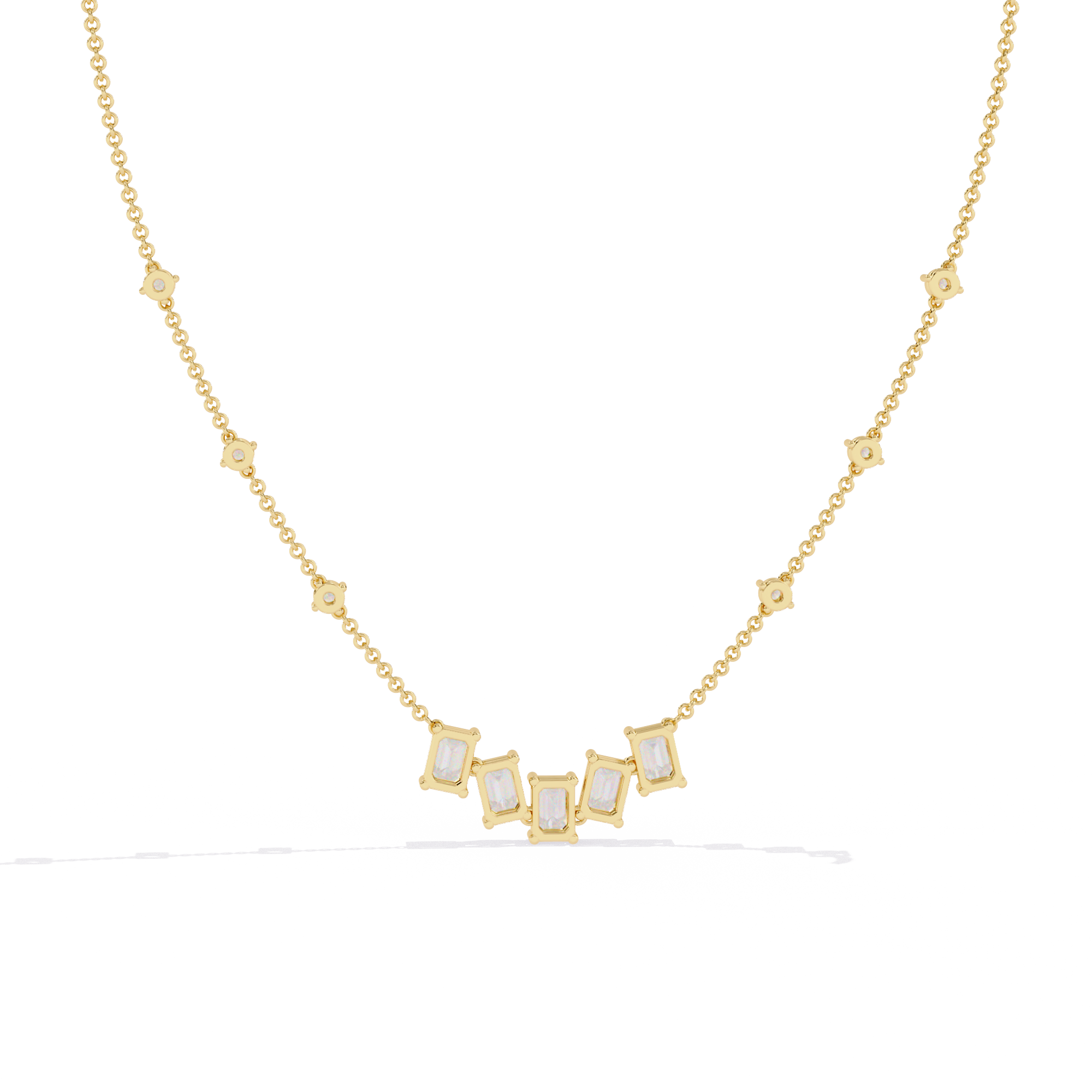 Lab Grown Diamond With 18k Gold Necklase For Girls