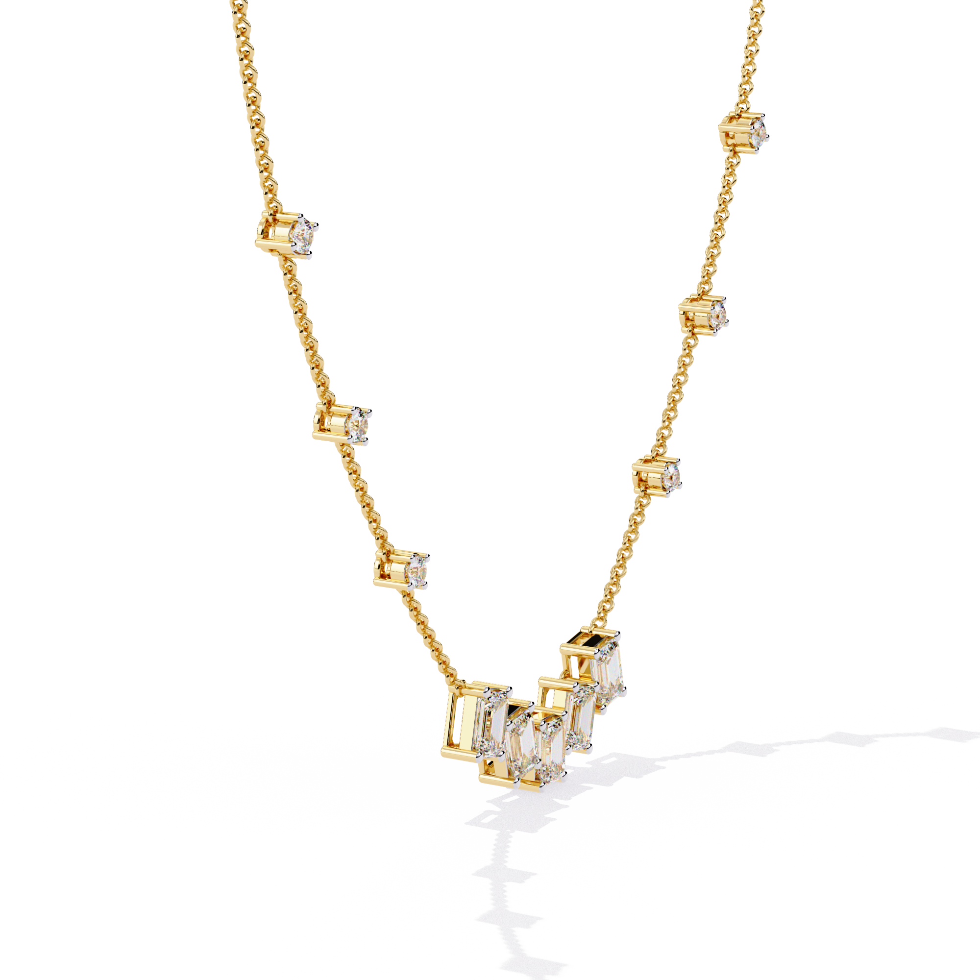 Lab Grown Diamond With 18k Gold Necklase For Girls