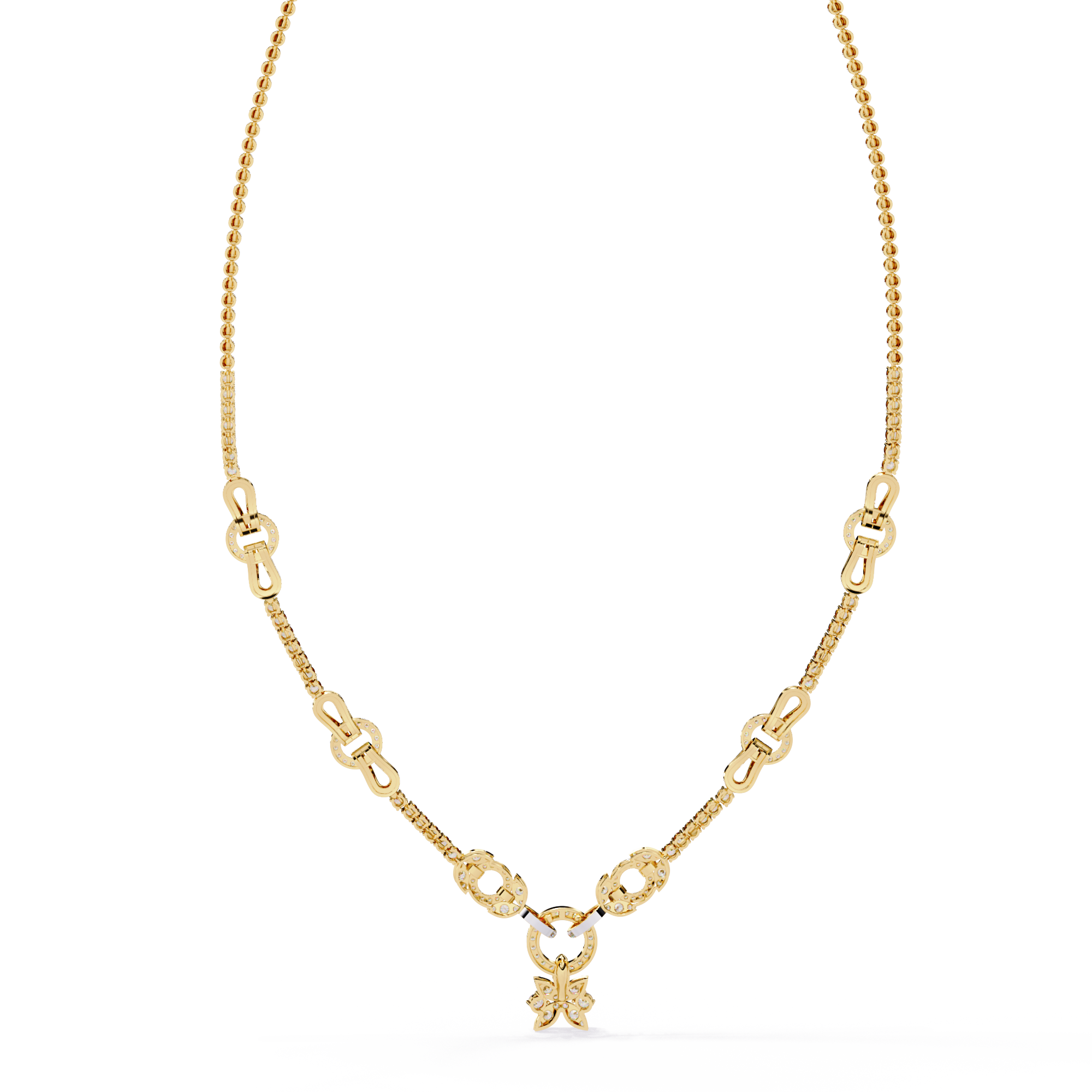 18k Gold Necklace With Lab Grown Diamond  For Ladies