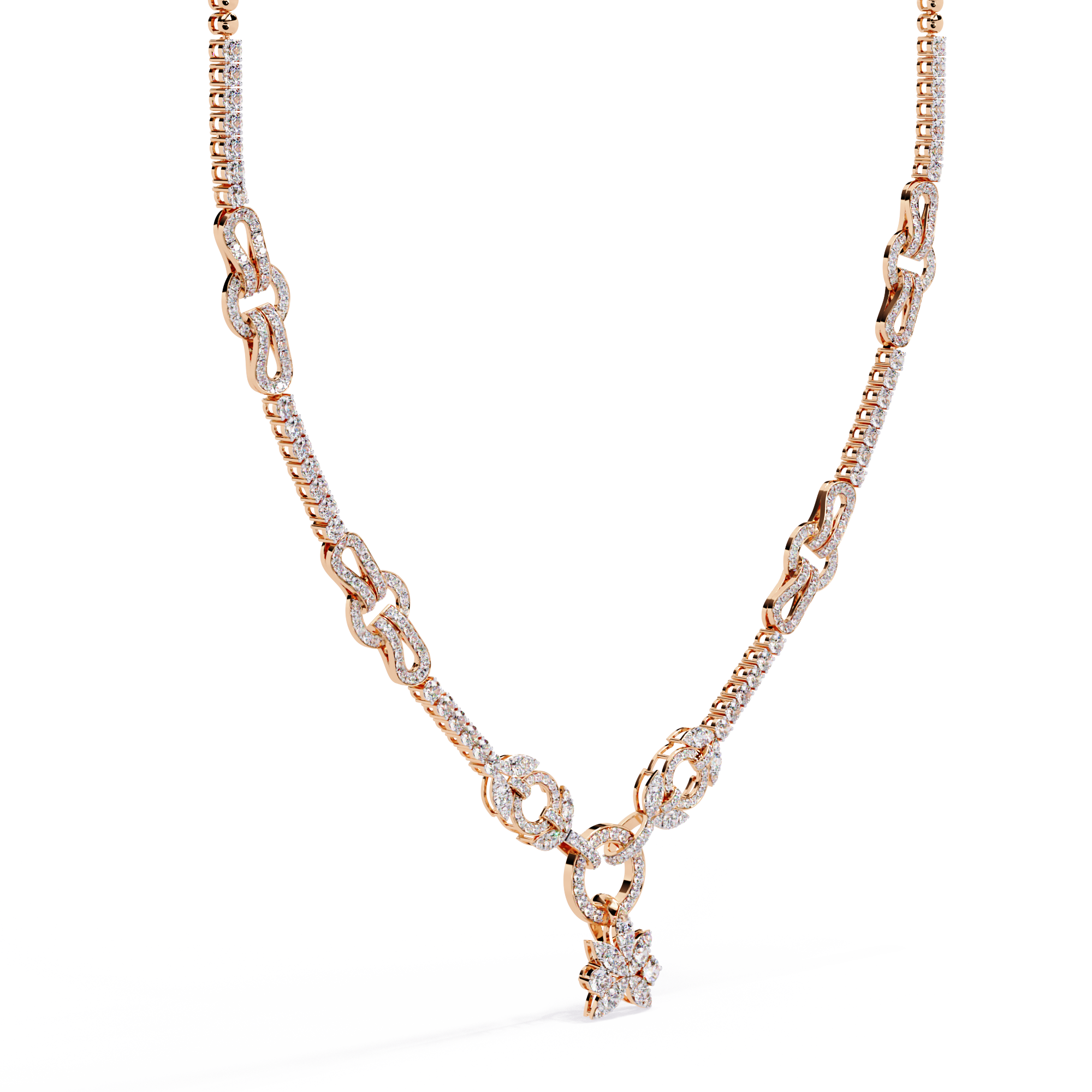 18k Gold Necklace With Lab Grown Diamond  For Ladies