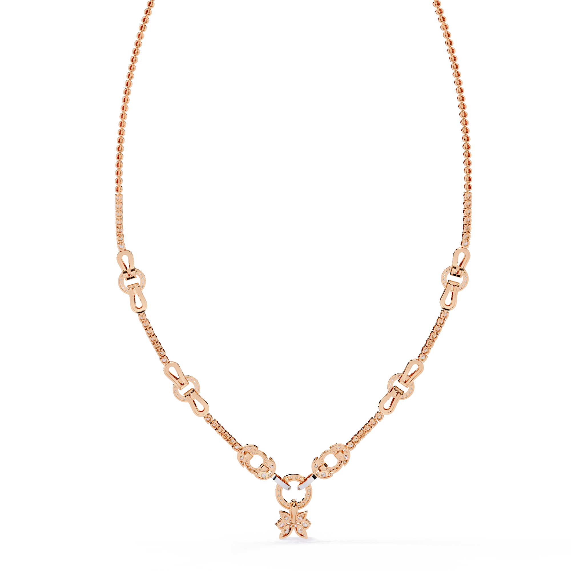 18k Gold Necklace With Lab Grown Diamond  For Ladies