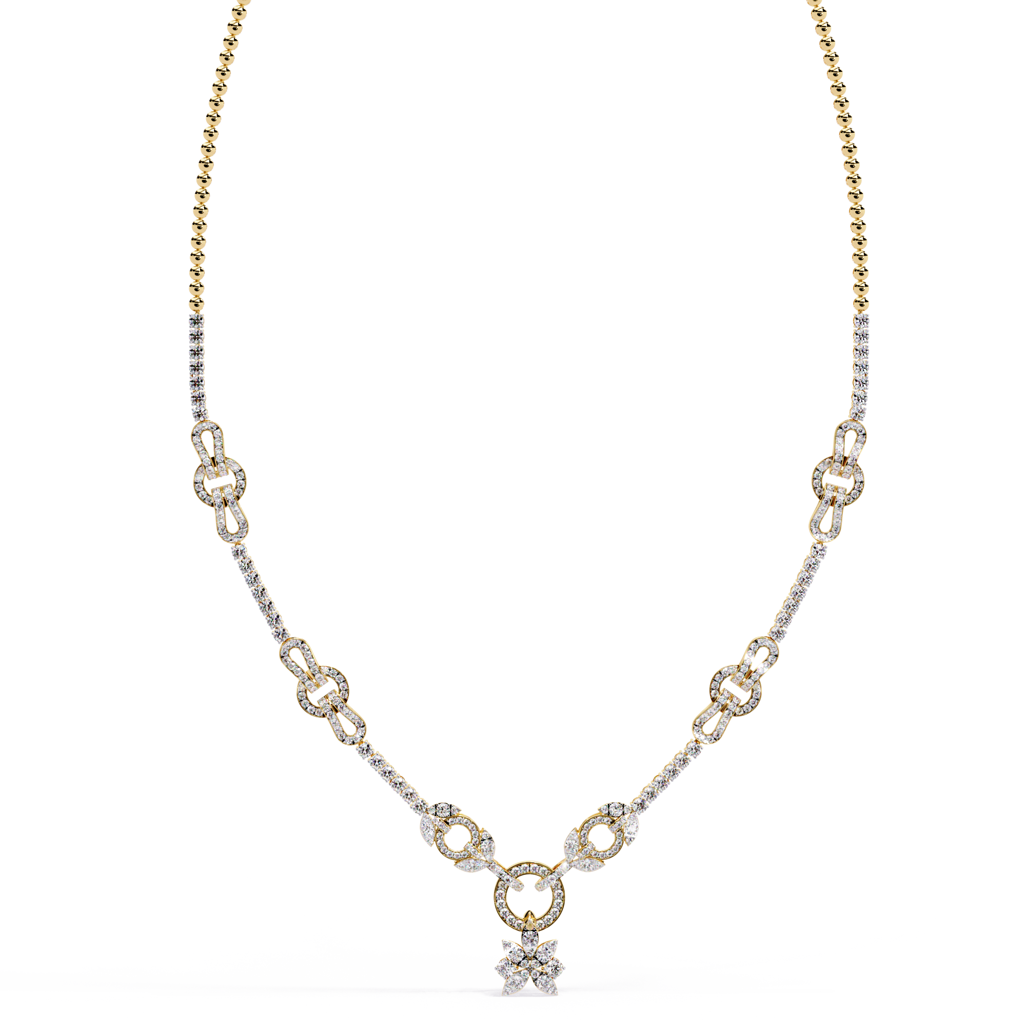 18k Gold Necklace With Lab Grown Diamond  For Ladies