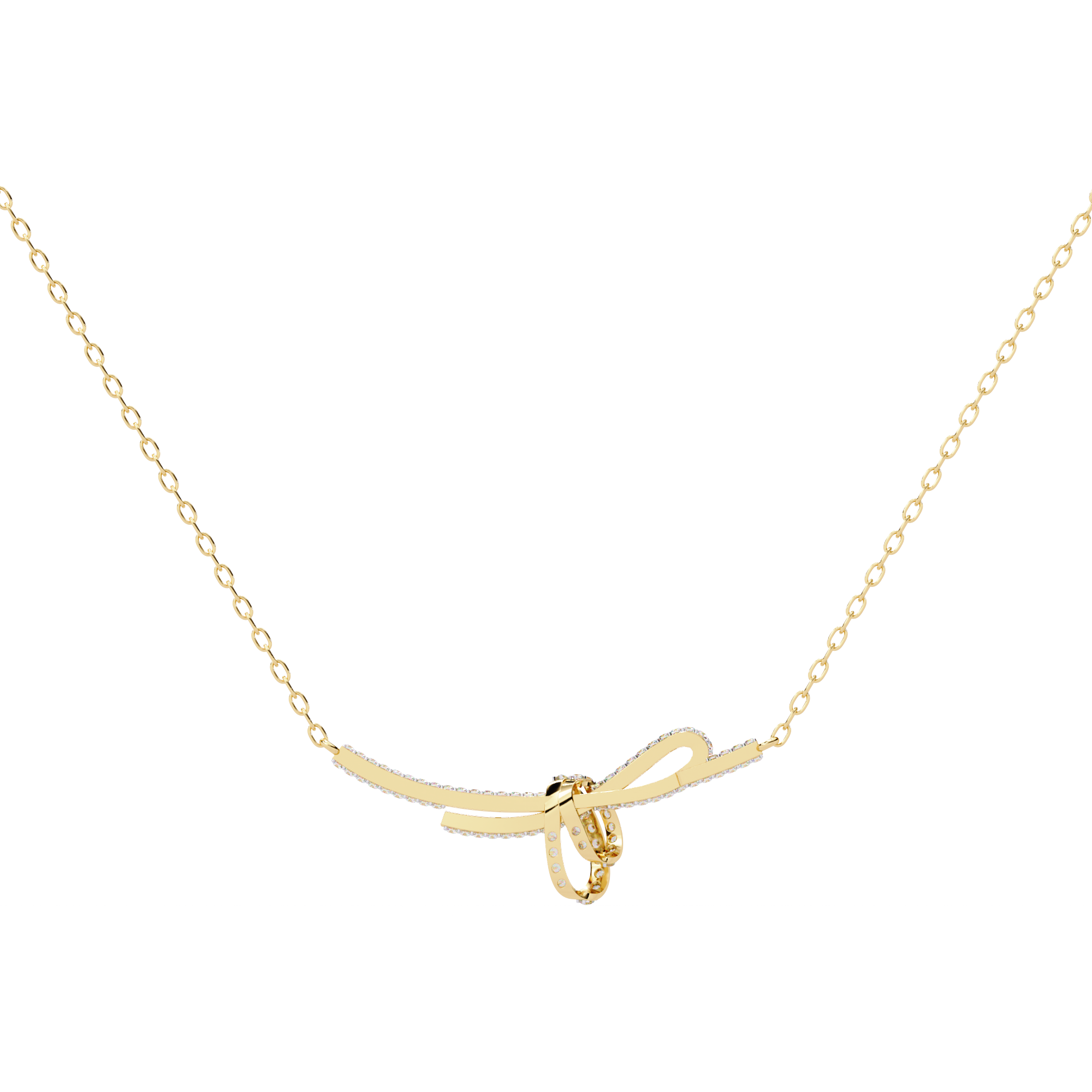 18k Gold Necklace With Lab Grown Diamond  For Ladies