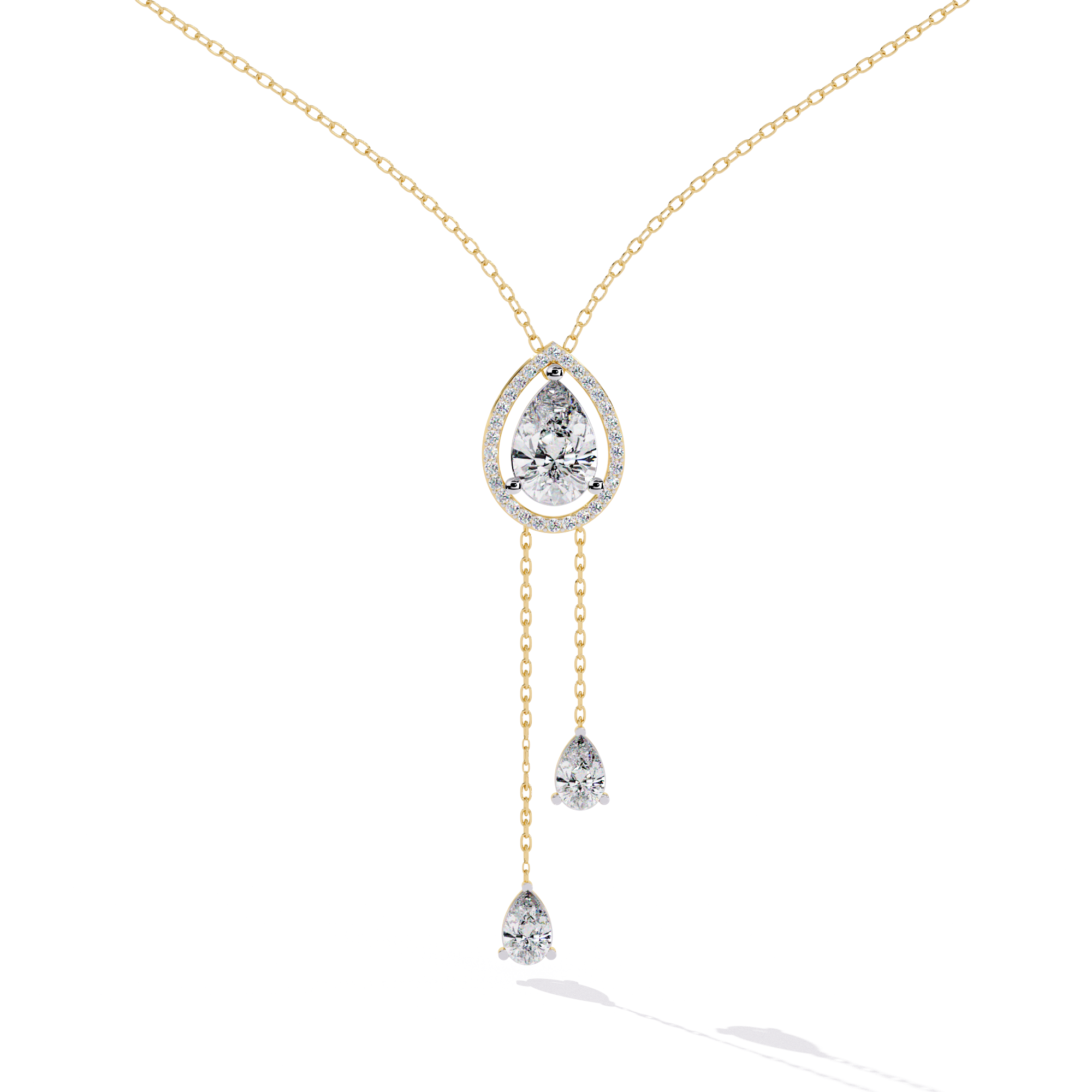 18k Gold Necklace Lab Grown Diamond For Ladies