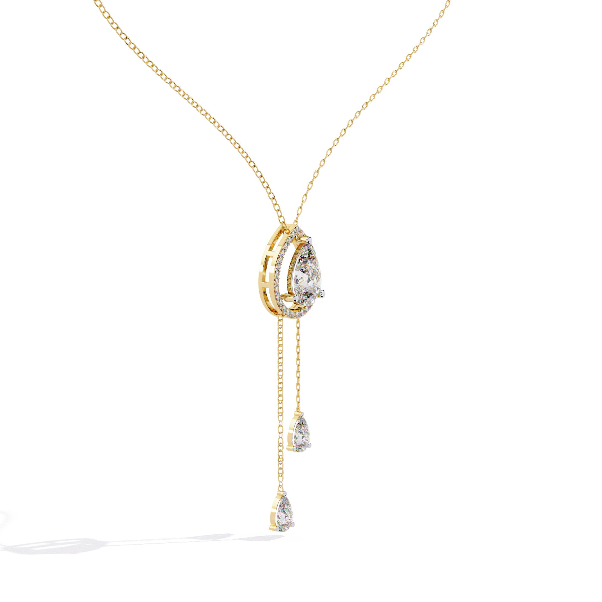 18k Gold Necklace Lab Grown Diamond For Ladies