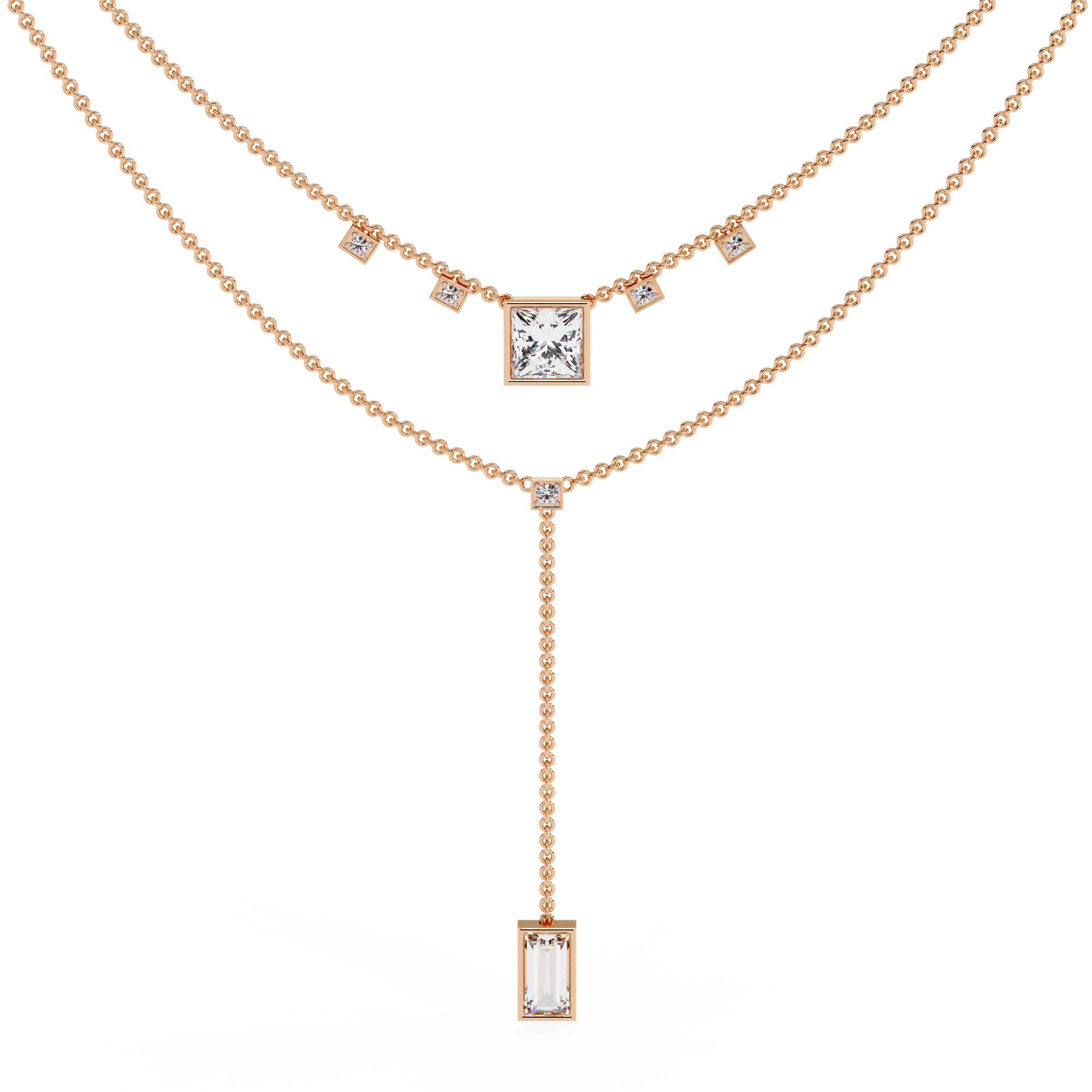Lab Grown Diamond 18k Gold Beautiful Necklace For Ladies