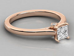 9K GOLD SOLITAIRE  LAB GROWN DIAMOND LADIES  RING.