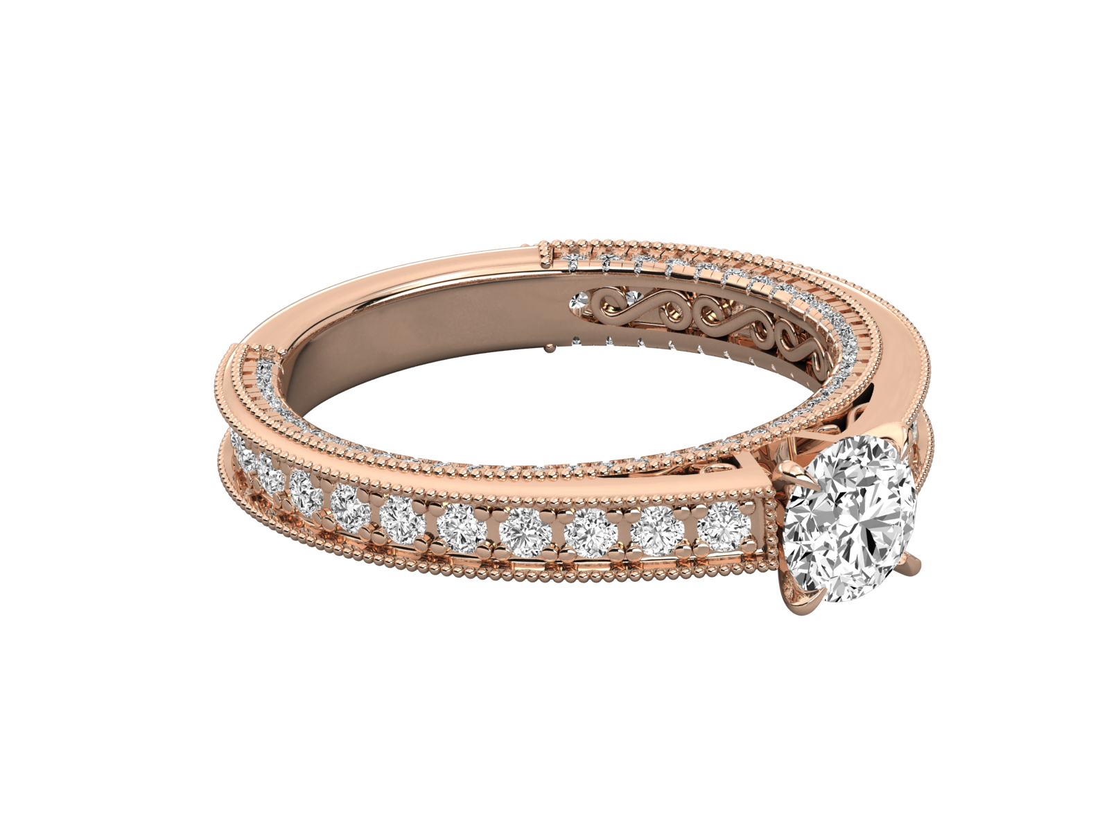 9K GOLD SOLITAIRE ROUND CUT LAB GROWN DIAMOND LADIES BRILLIANT RING.