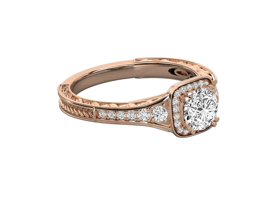 9K GOLD SOLITAIRE ROUND DIAMOND LADIES BRILLIANT RING.