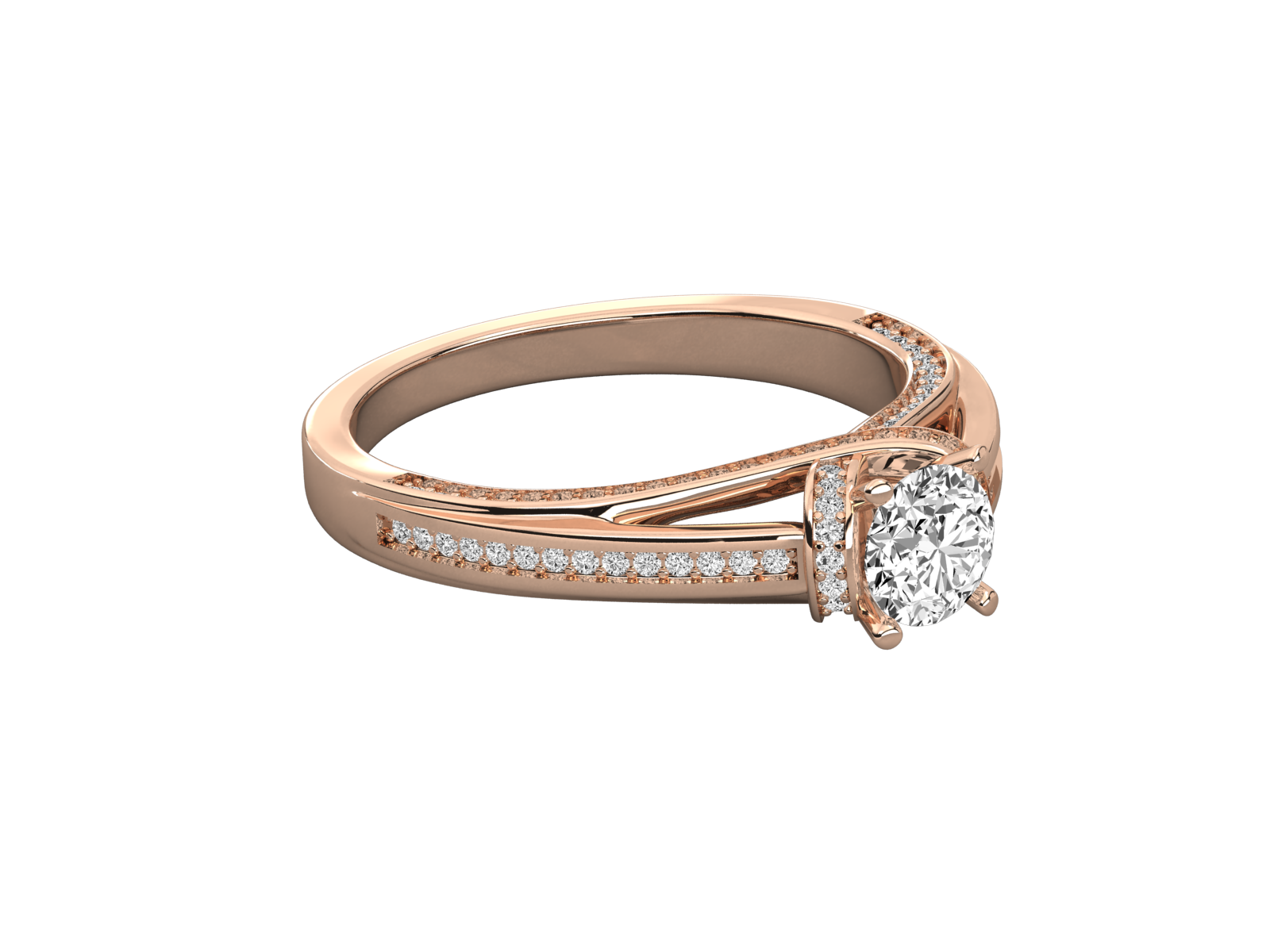 14K GOLD SOLITAIRE ROUND CUT LAB GROWN DIAMOND LADIES BRILLIANT RING.