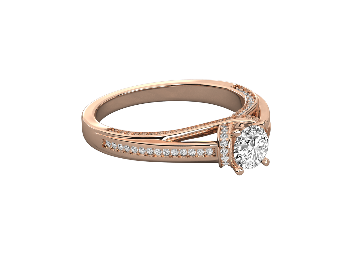 14K GOLD SOLITAIRE ROUND CUT LAB GROWN DIAMOND LADIES BRILLIANT RING.