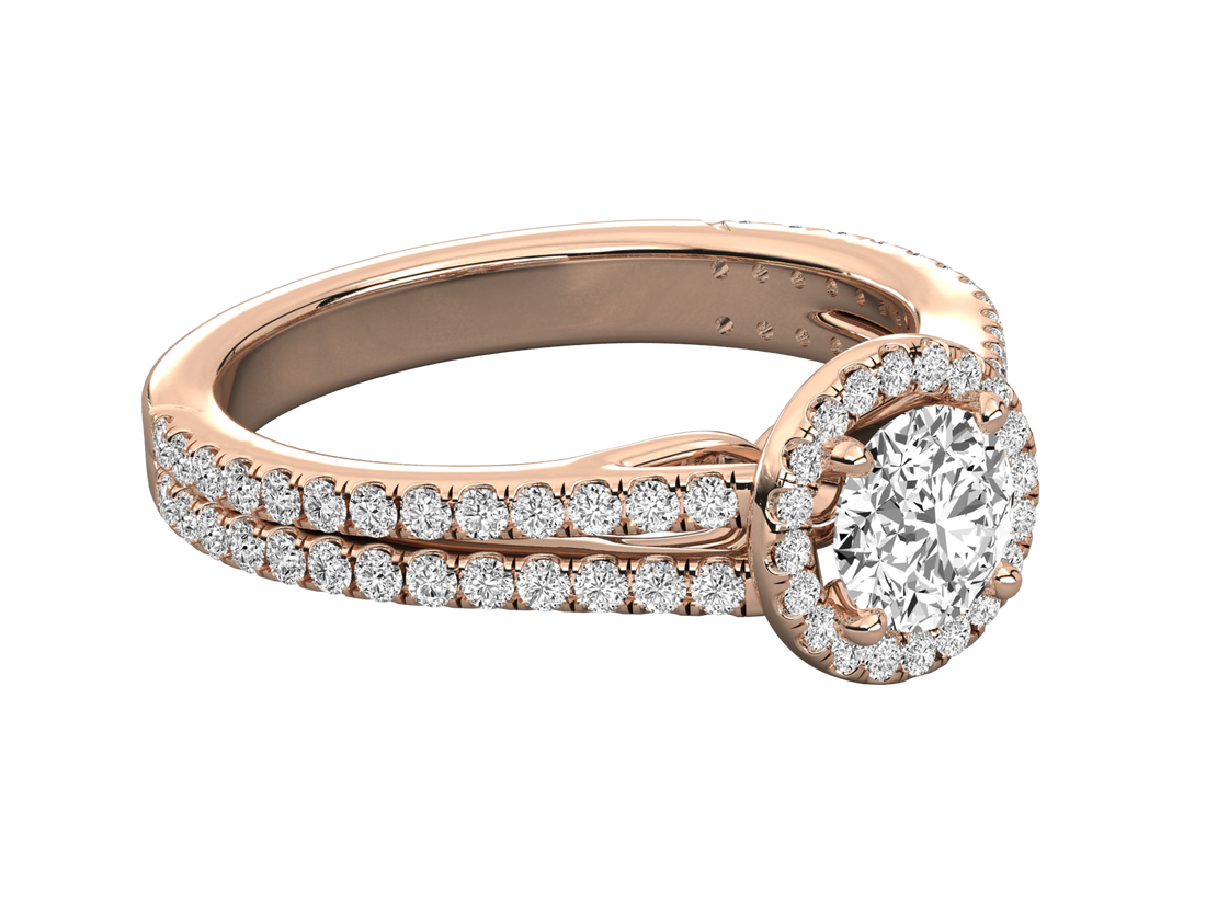 9K GOLD SOLITAIRE LAB GROWN DIAMOND LADIES  RING.