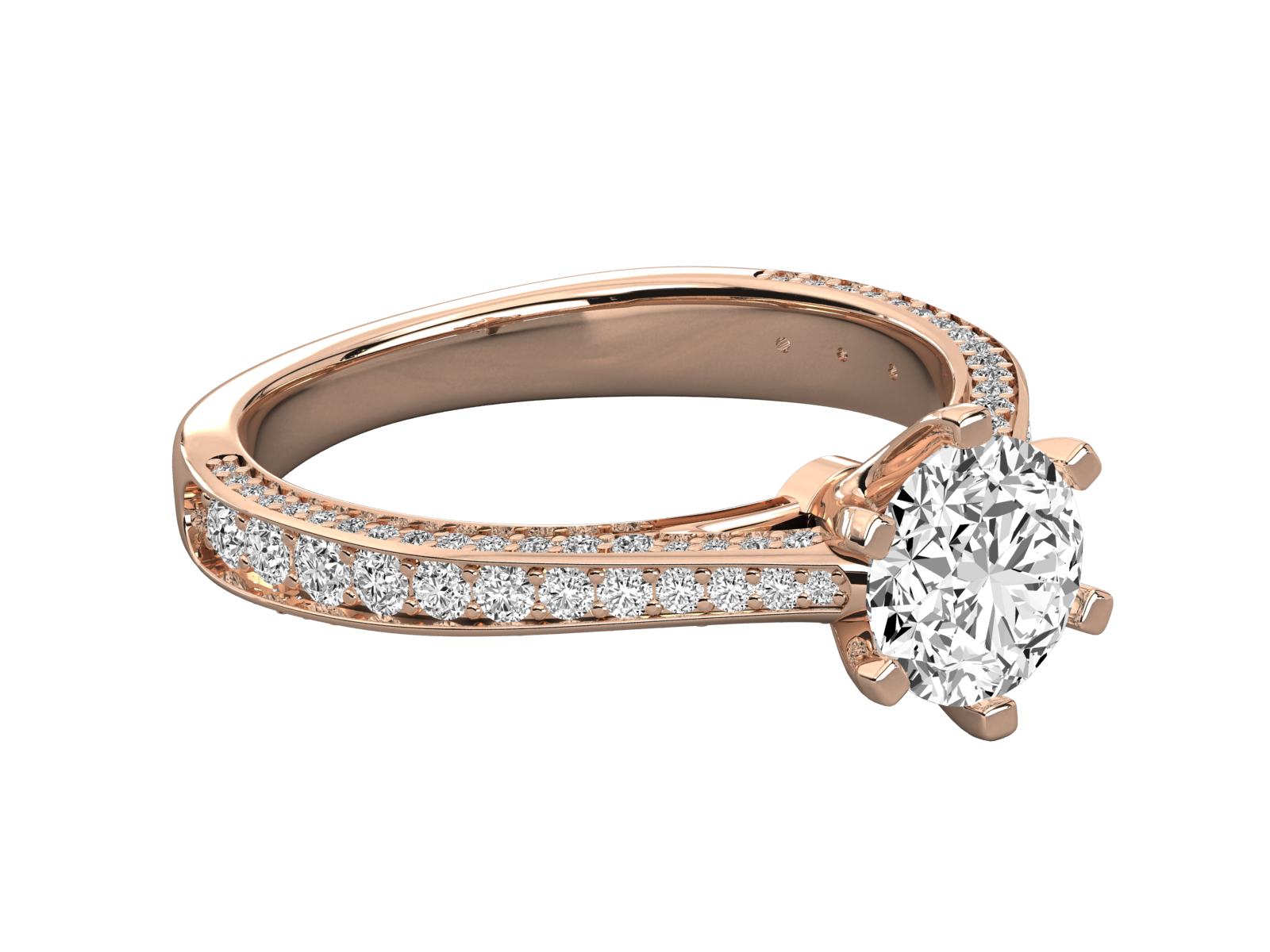9K GOLD SOLITAIRE ROUND CUT LAB GROWN DIAMOND LADIES BRILLIANT RING.