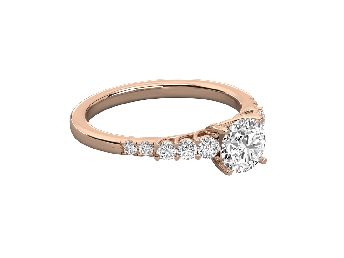 9K GOLD SOLITAIRE  LAB GROWN DIAMOND LADIES BRILLIANT RING.