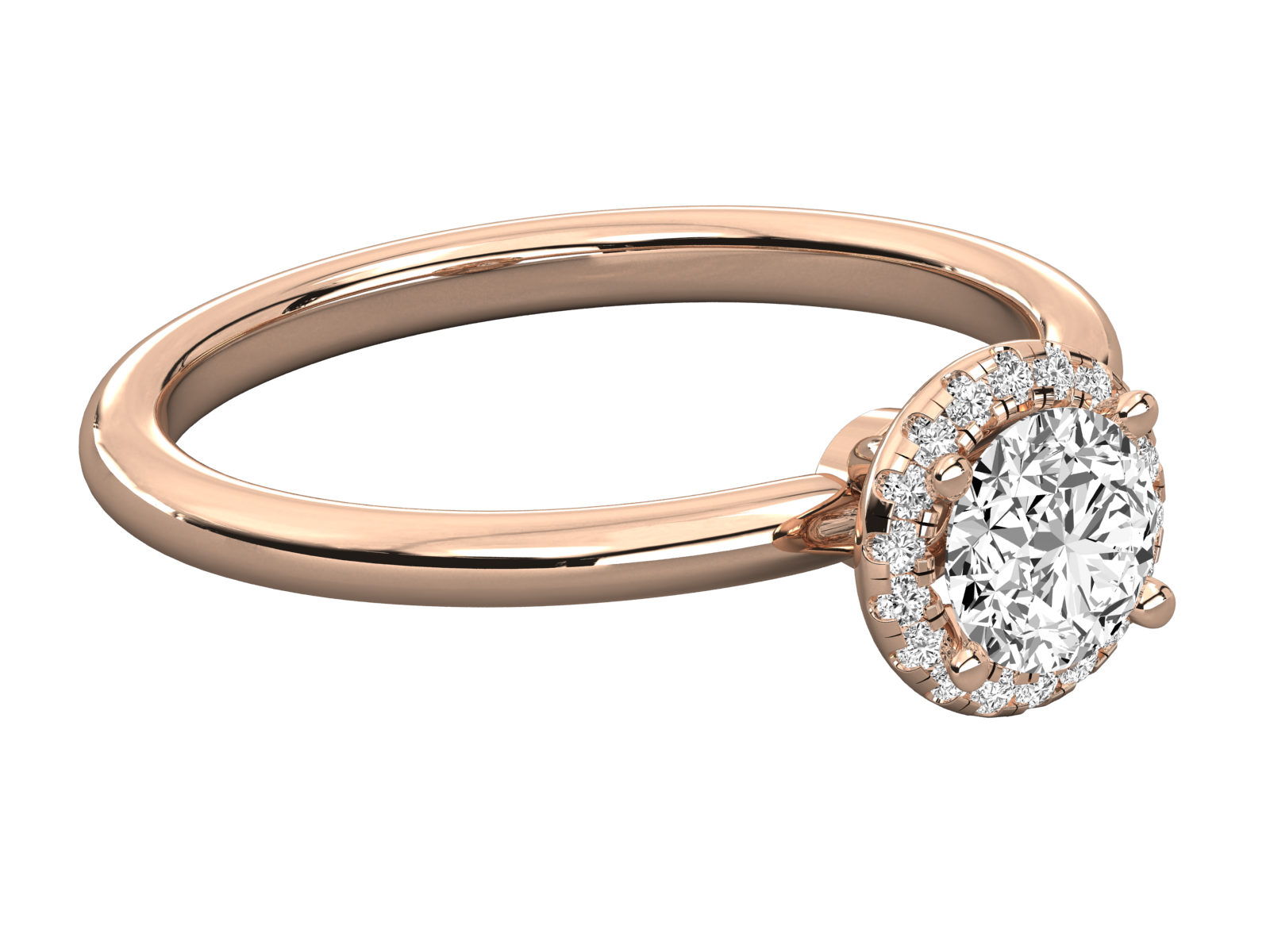 9K GOLD SOLITAIRE ROUND DIAMOND LADIES BRILLIANT RING.