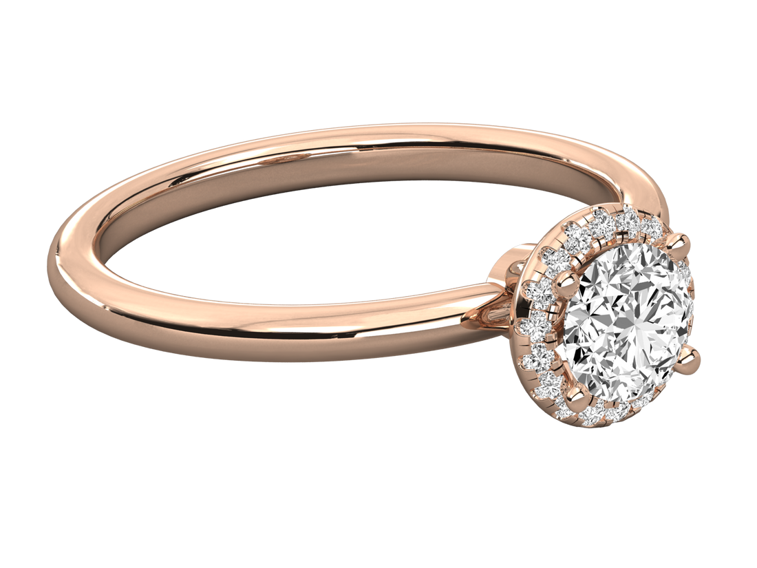 9K GOLD SOLITAIRE ROUND DIAMOND LADIES BRILLIANT RING.