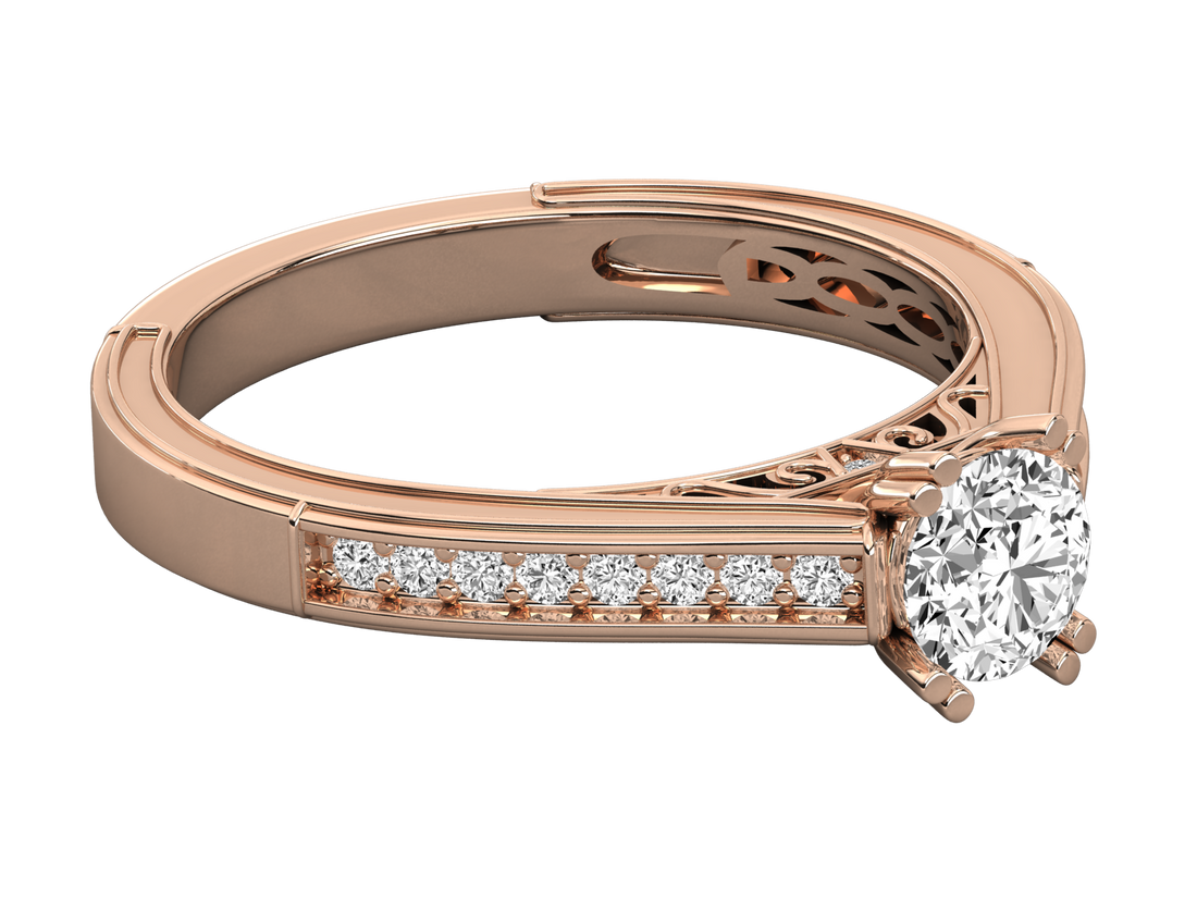 9K GOLD SOLITAIRE LAB GROWN DIAMOND LADIES  RING.