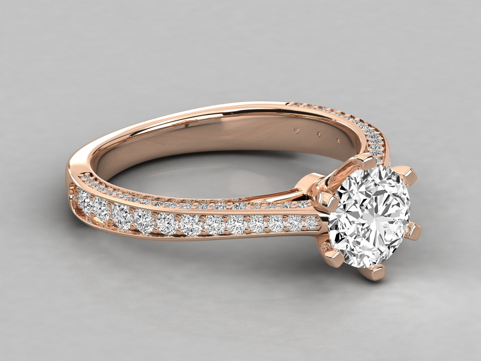 9K GOLD SOLITAIRE ROUND CUT LAB GROWN DIAMOND LADIES BRILLIANT RING.