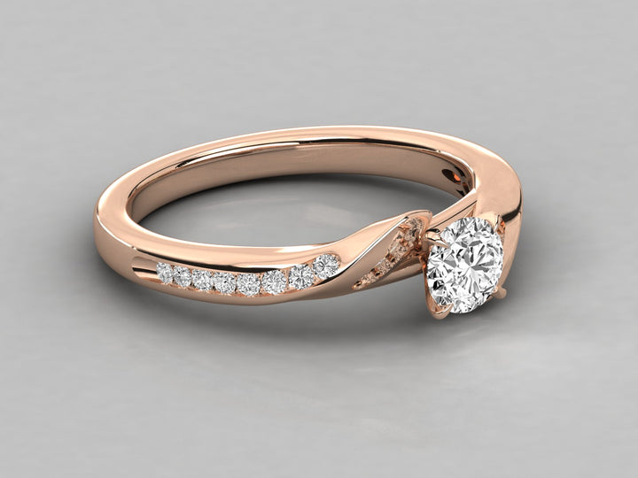 9K GOLD SOLITAIRE  LAB GROWN DIAMOND LADIES  RING.