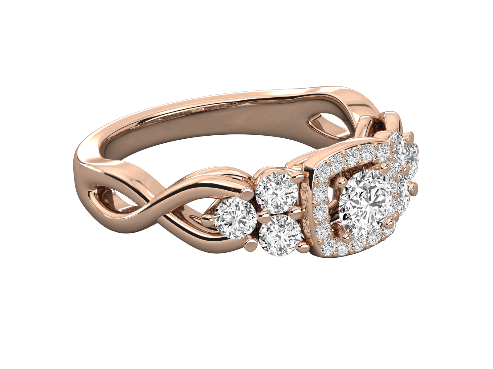 9K GOLD SOLITAIRE ROUND DIAMOND LADIES RING.