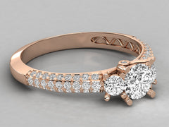 9K GOLD  LAB GROWN DIAMOND LADIES BRILLIANT RING.