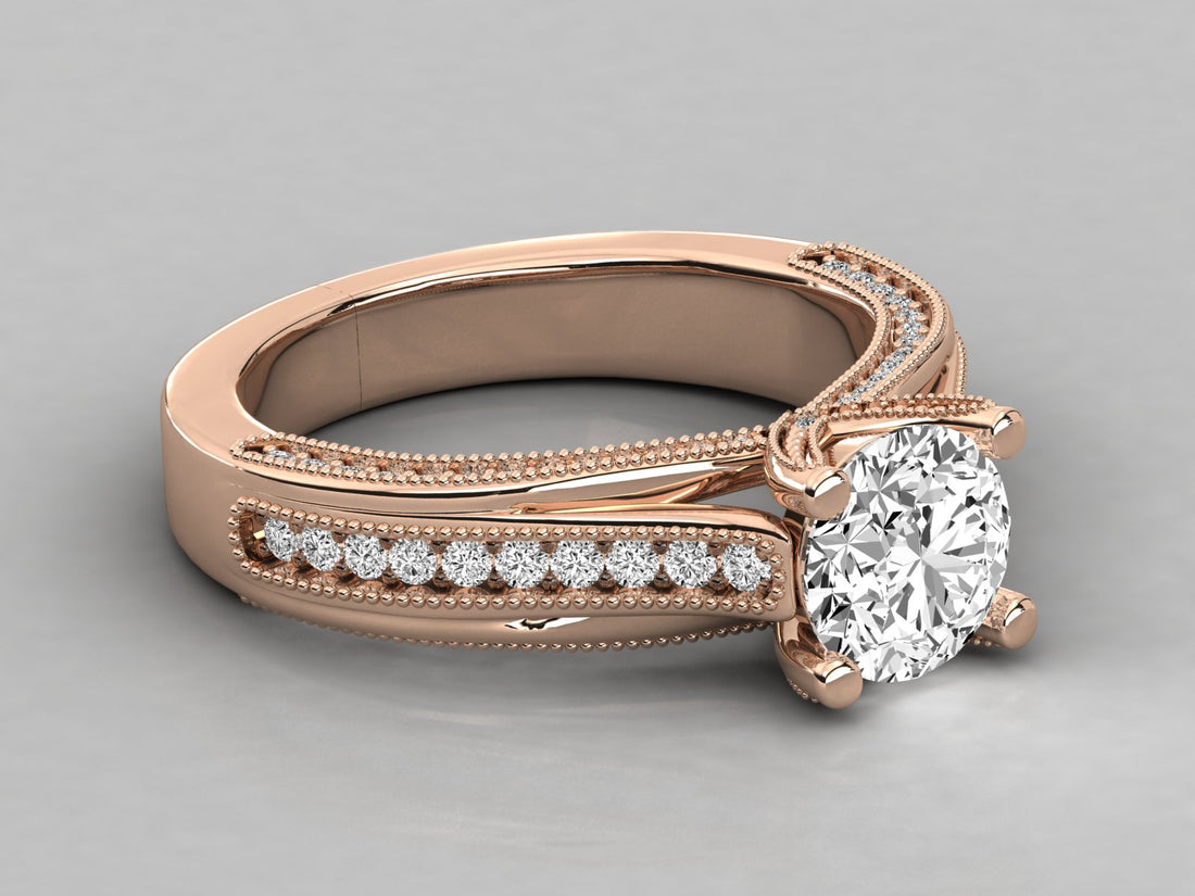 9K GOLD SOLITAIRE LAB GROWN DIAMOND LADIES  RING.